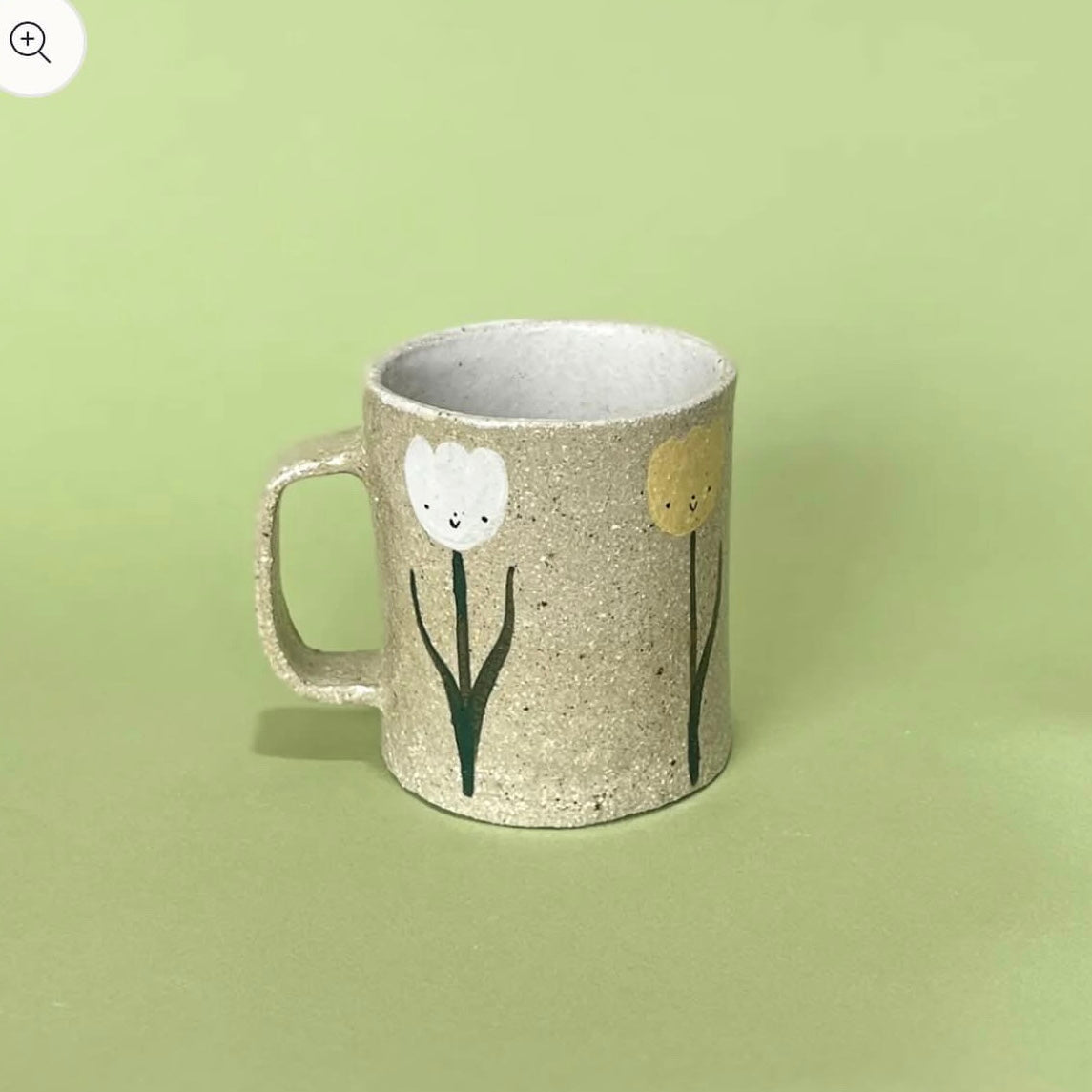 Custom grey speckle tulip takeaway mug for Bec