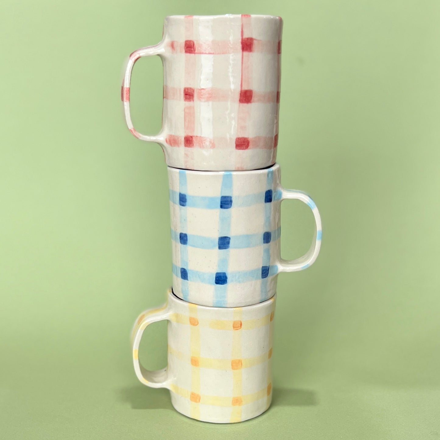 Gingham Tall Mugs