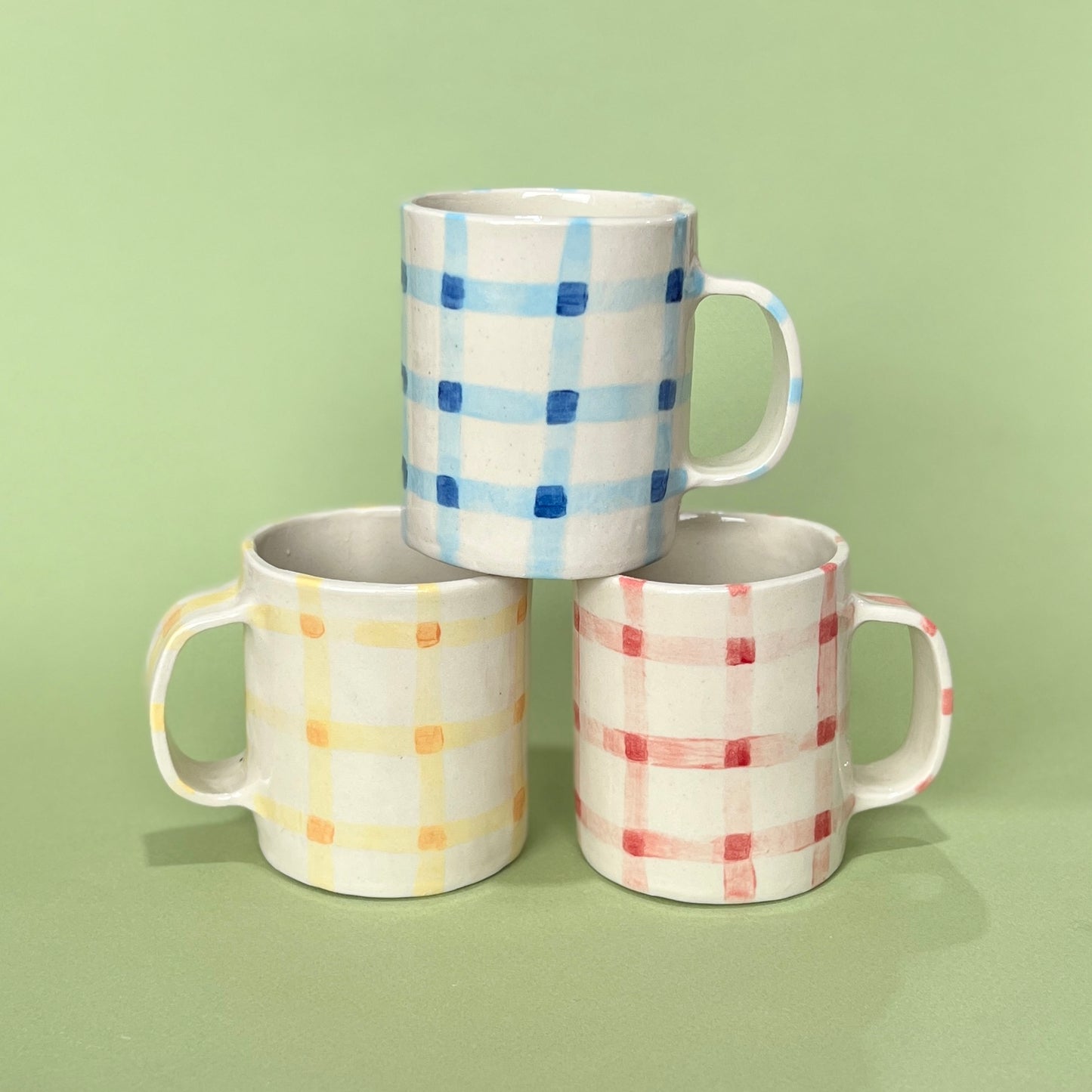 Gingham Tall Mugs