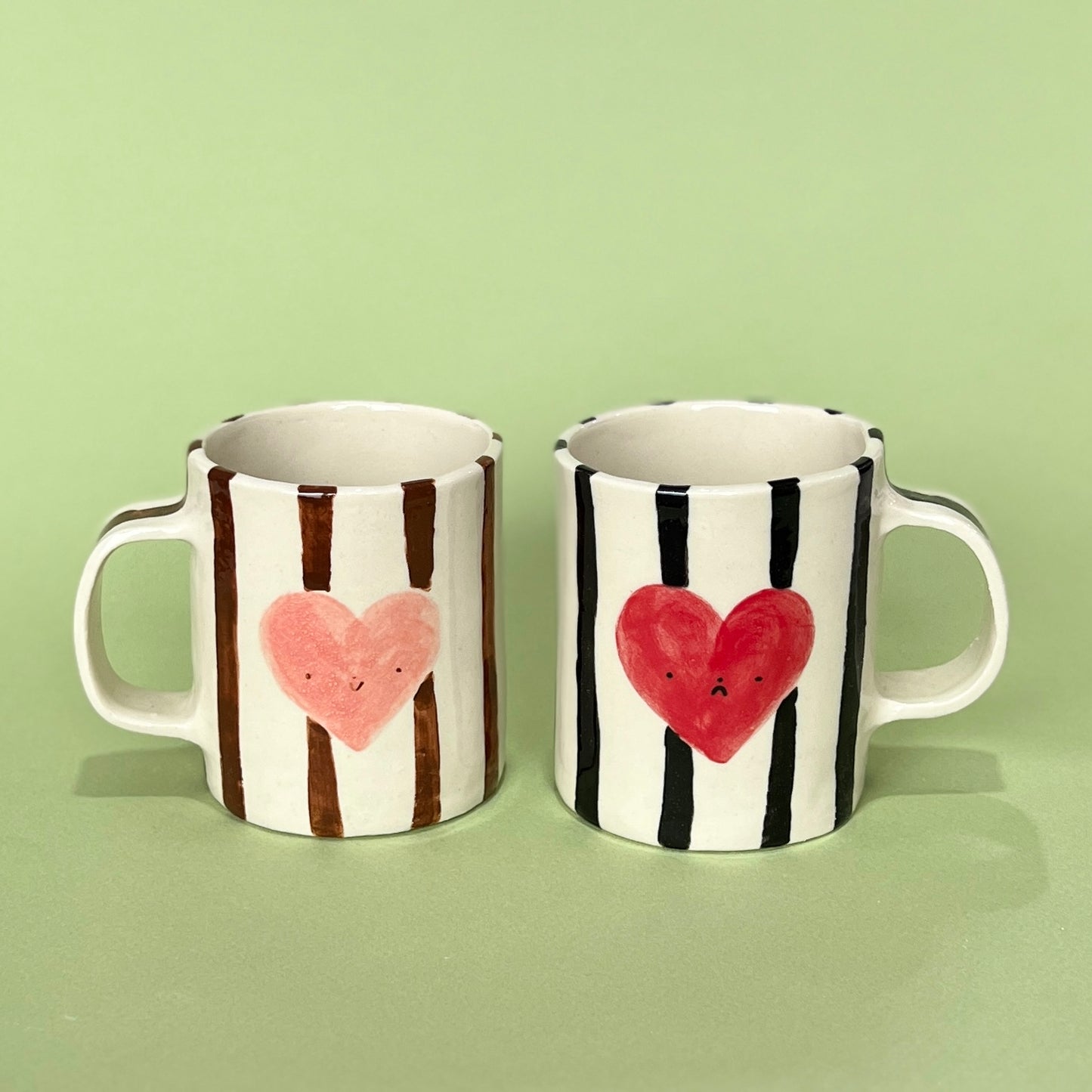 Stripe Heart Mugs