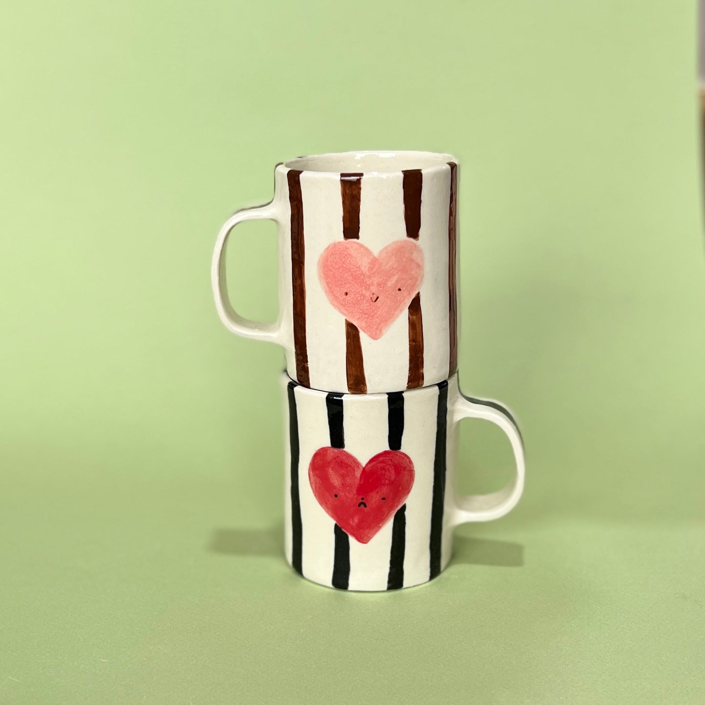 Stripe Heart Mugs