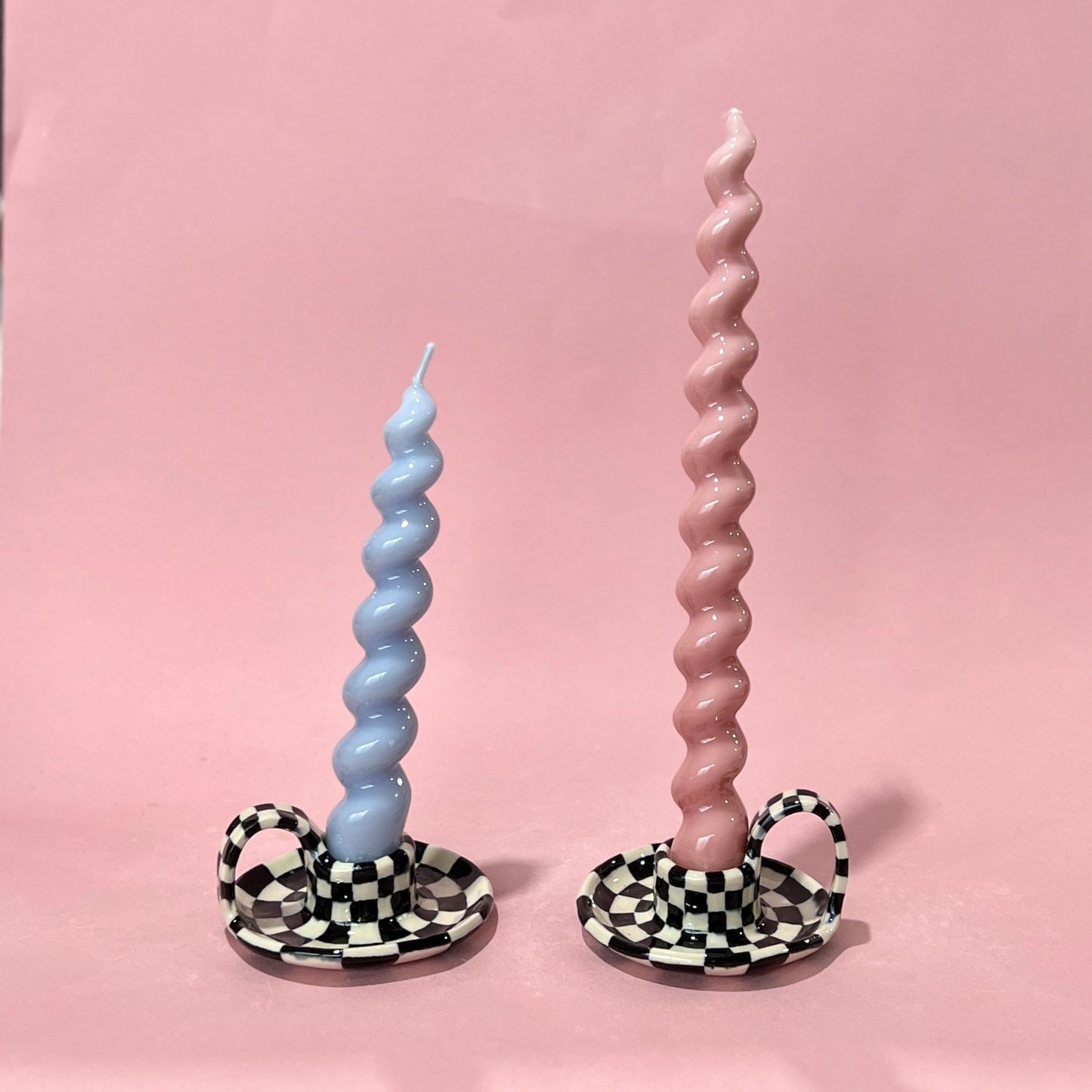 Checker Candlestick Holders