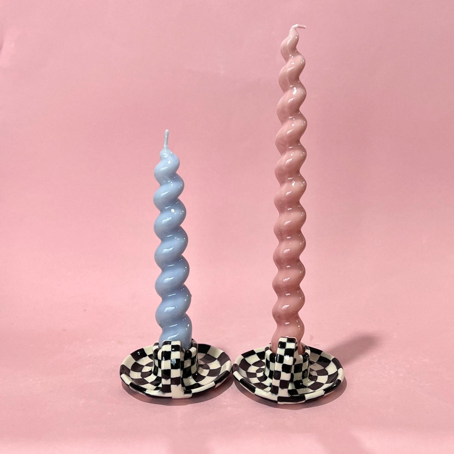 Checker Candlestick Holders