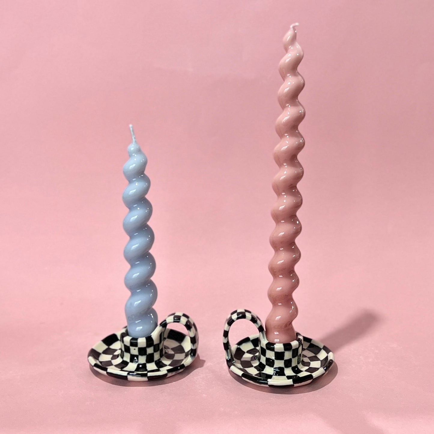 Checker Candlestick Holders