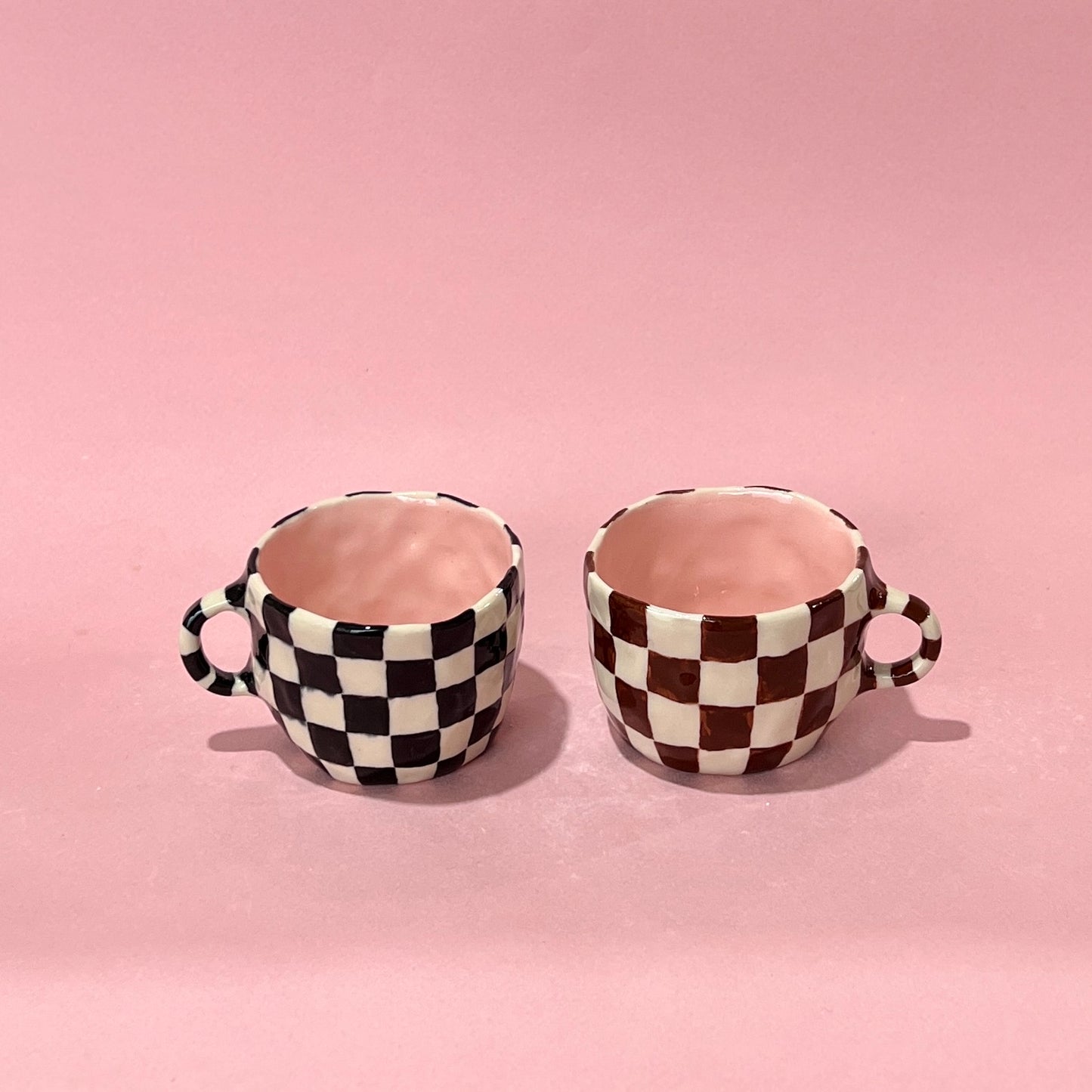 Black and Brown Checker Mugs