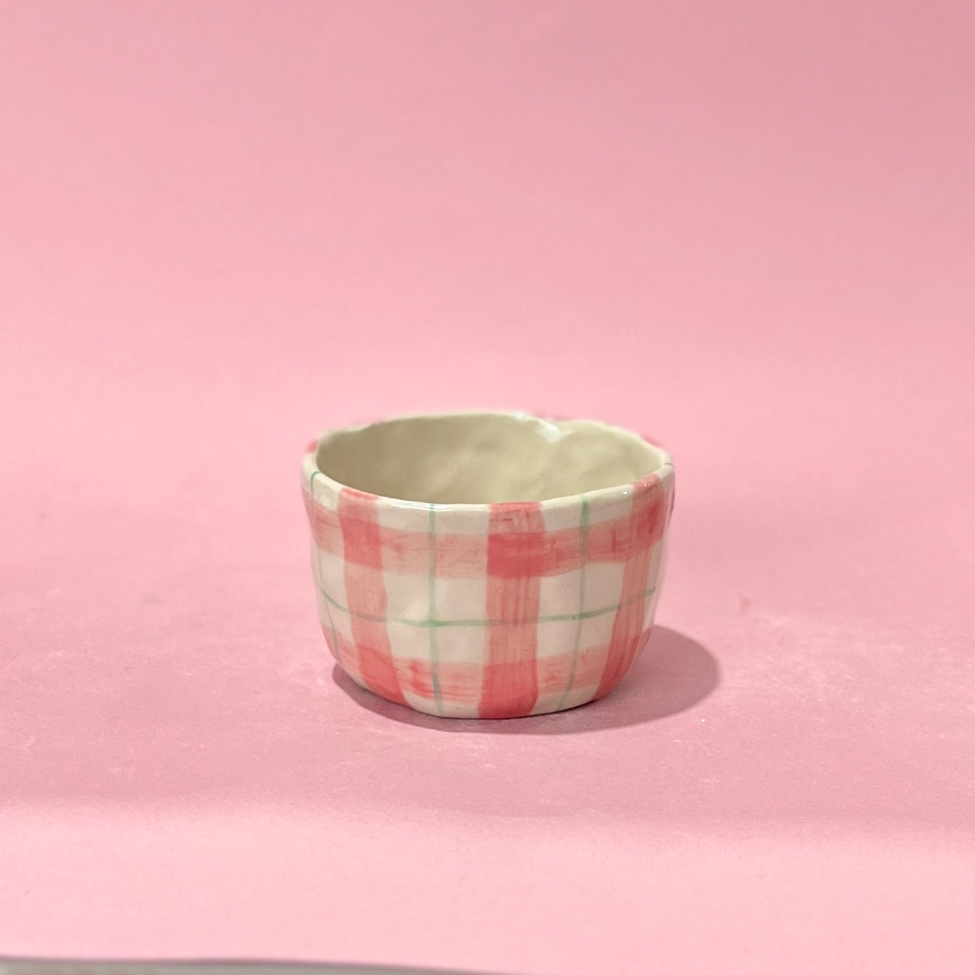 Peach and Green Gingham Mug