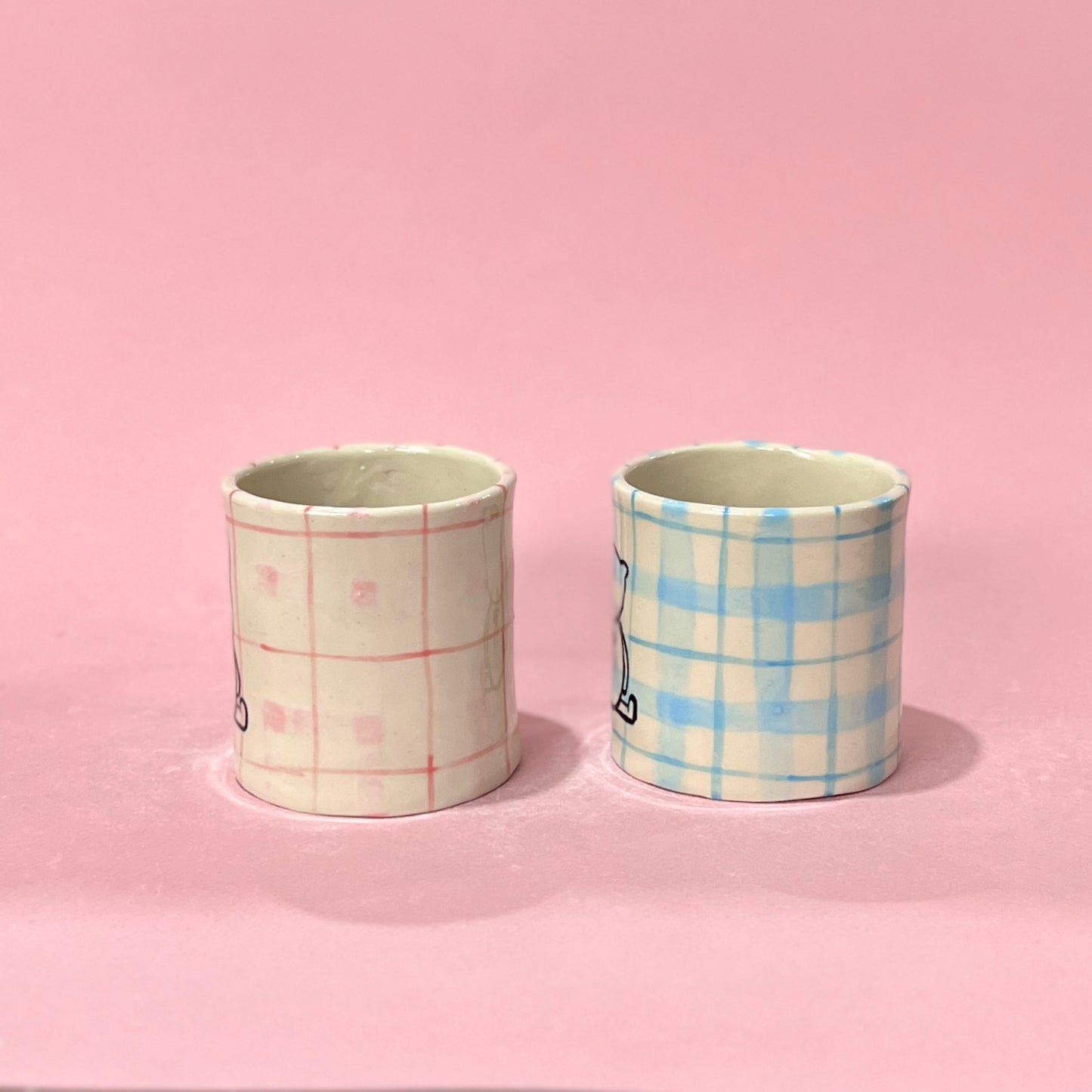 Gingham Teddy Mugs