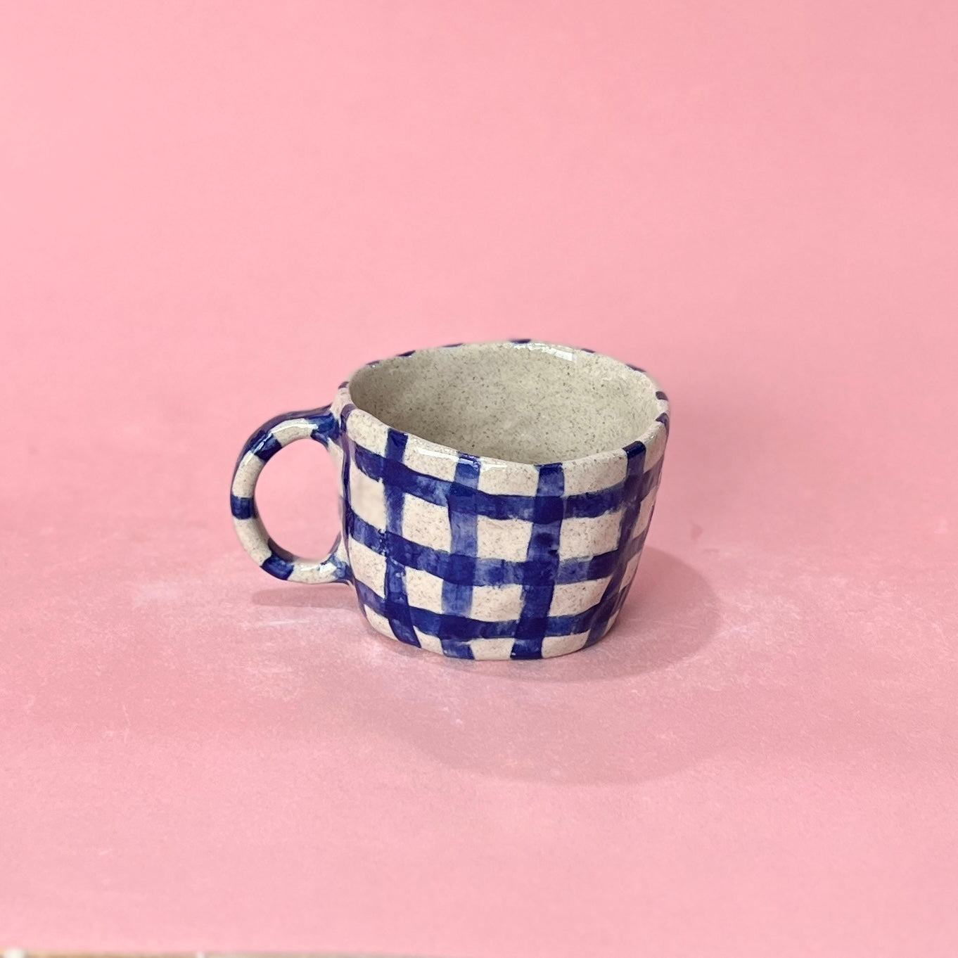 Navy Gingham Mug
