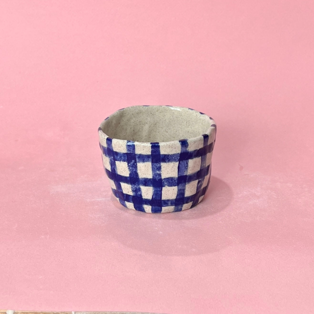 Navy Gingham Mug