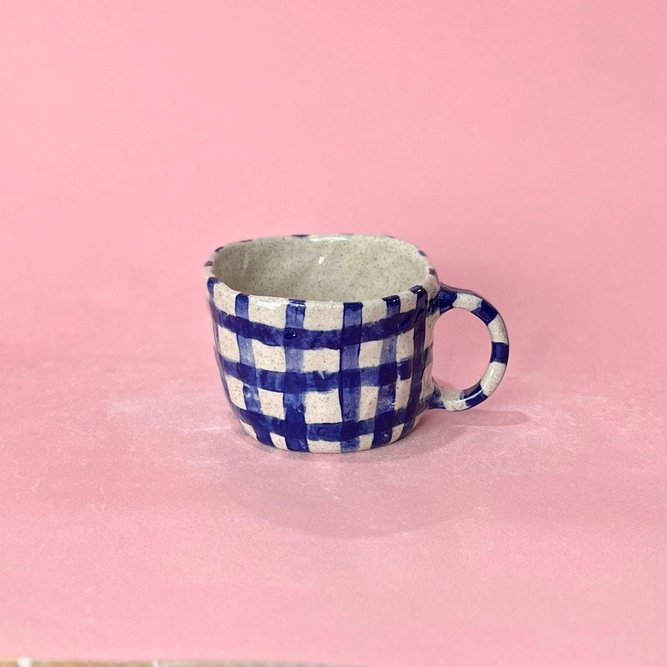 Navy Gingham Mug