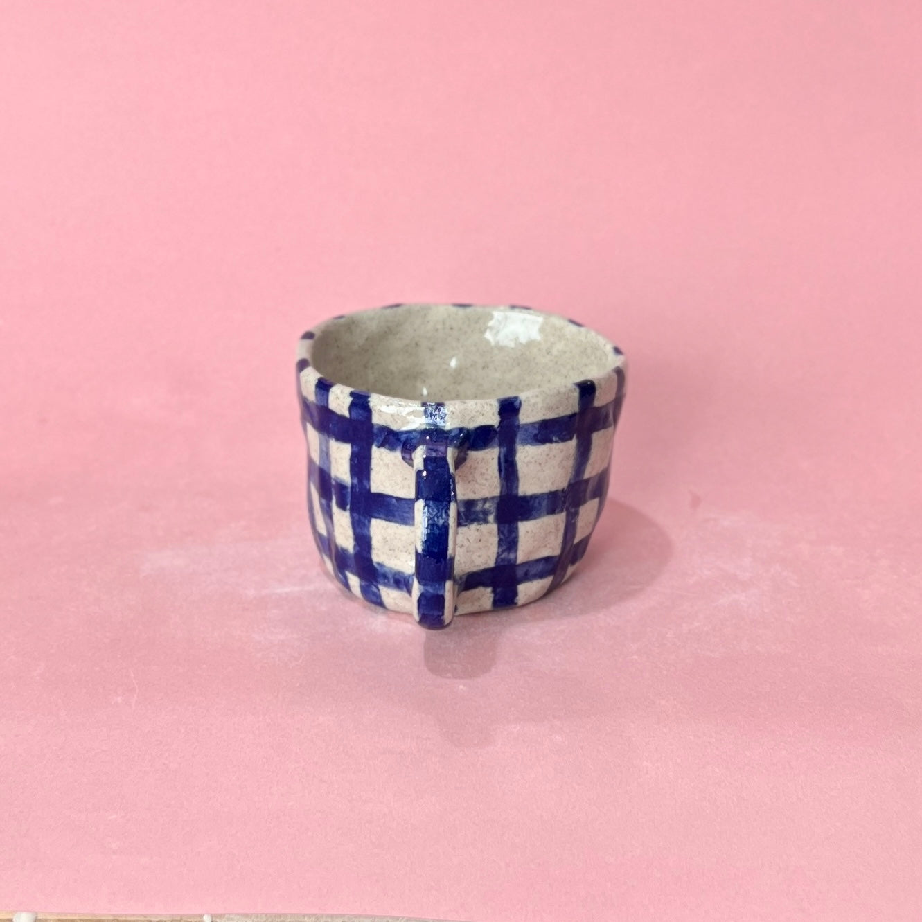 Navy Gingham Mug