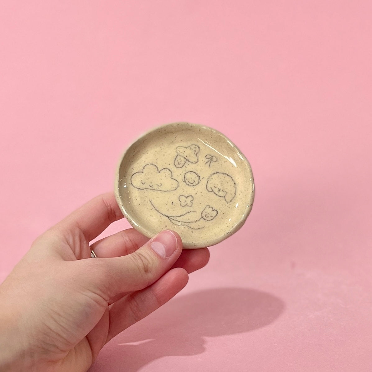 Beige Scribble Trinket Dish
