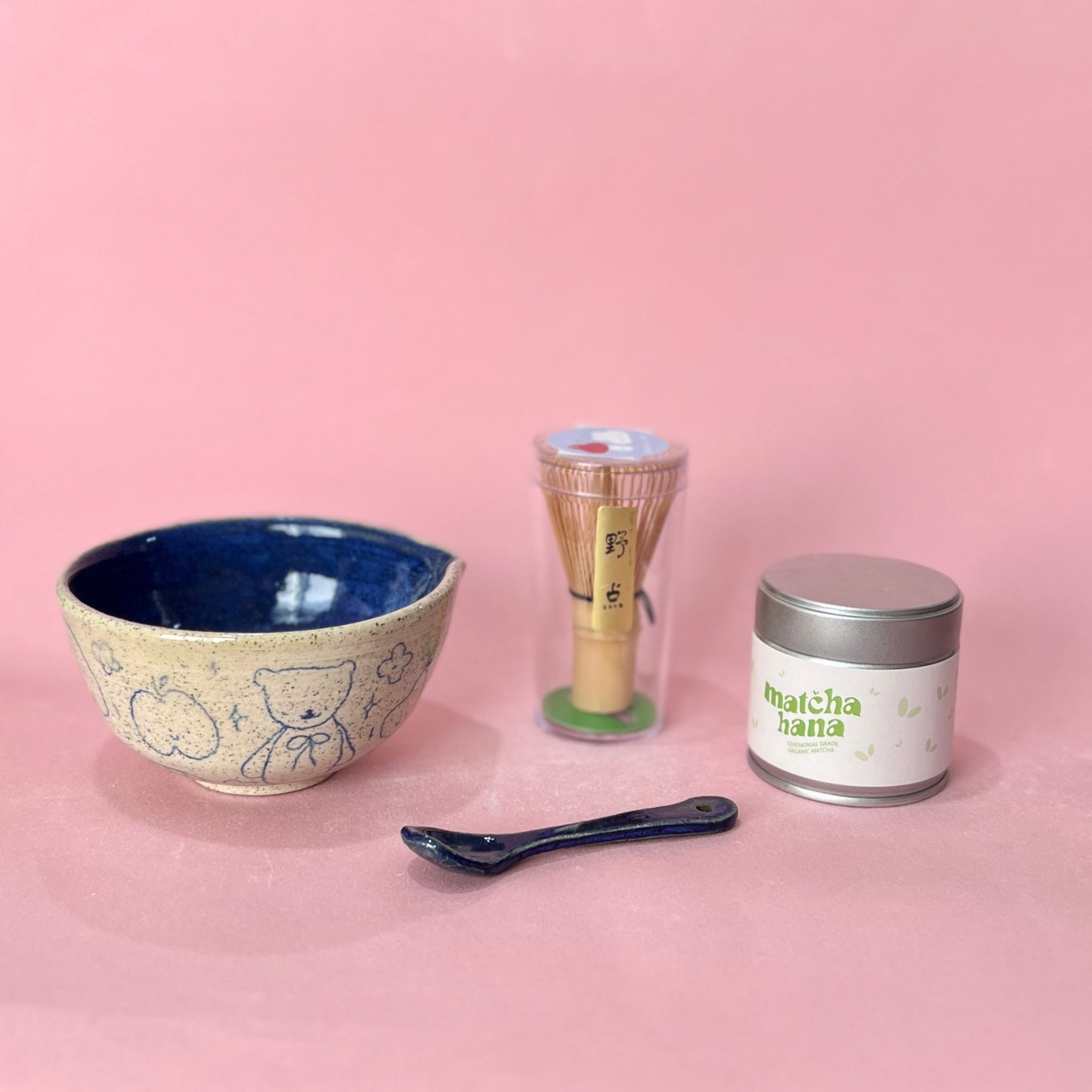 Navy Scribble Matcha Bowl Set