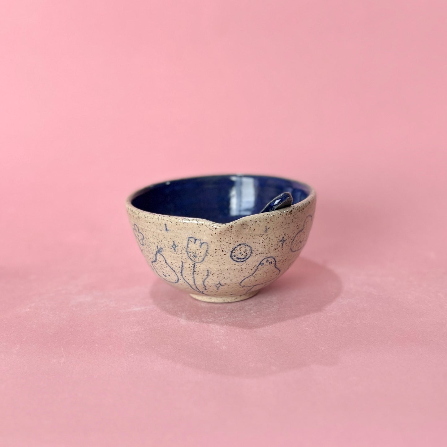 Navy Scribble Matcha Bowl Set