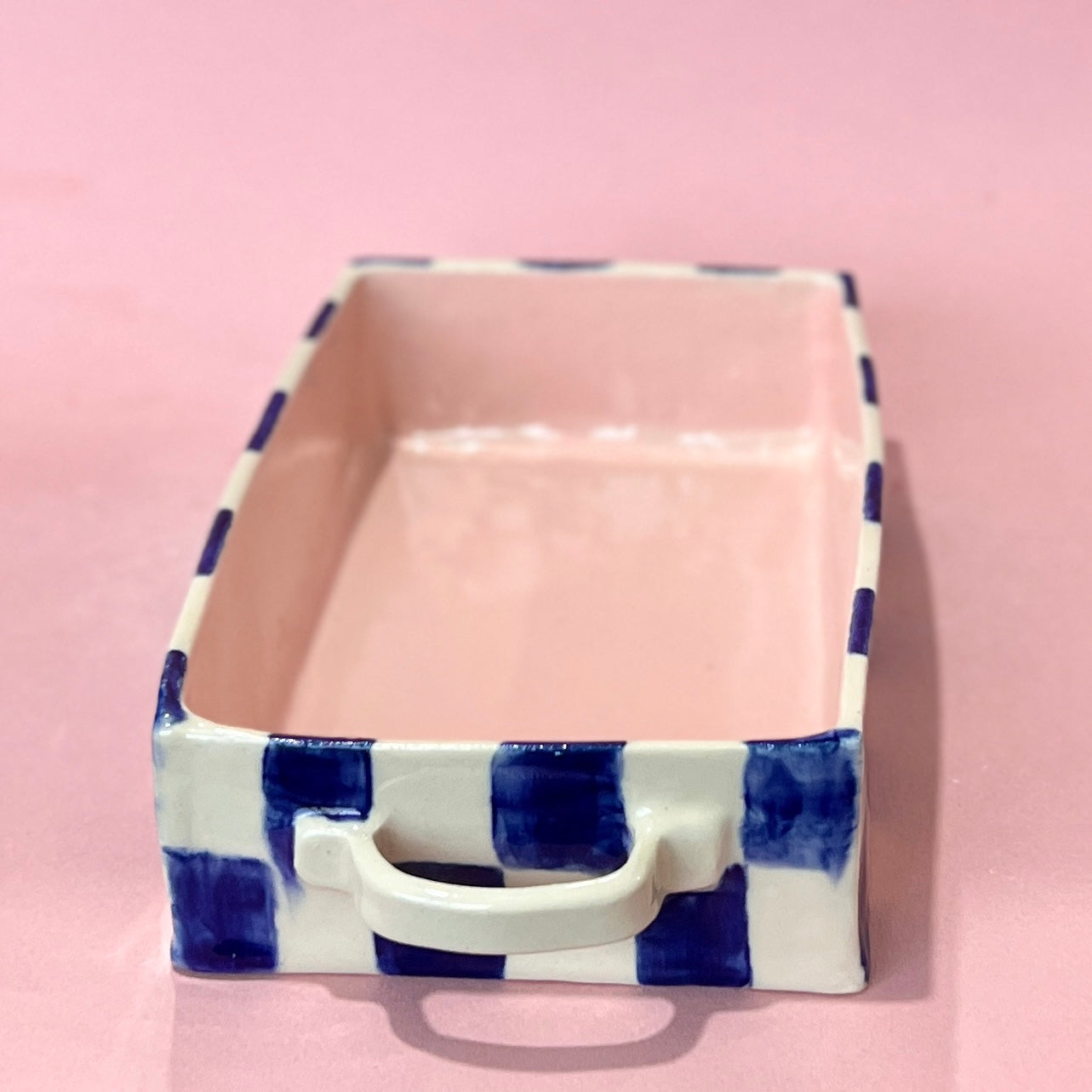 Navy Checkerboard Oven Dish