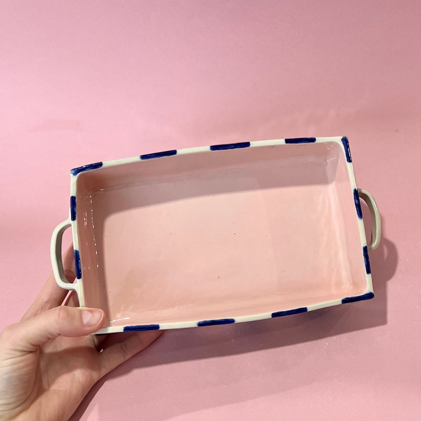 Navy Checkerboard Oven Dish