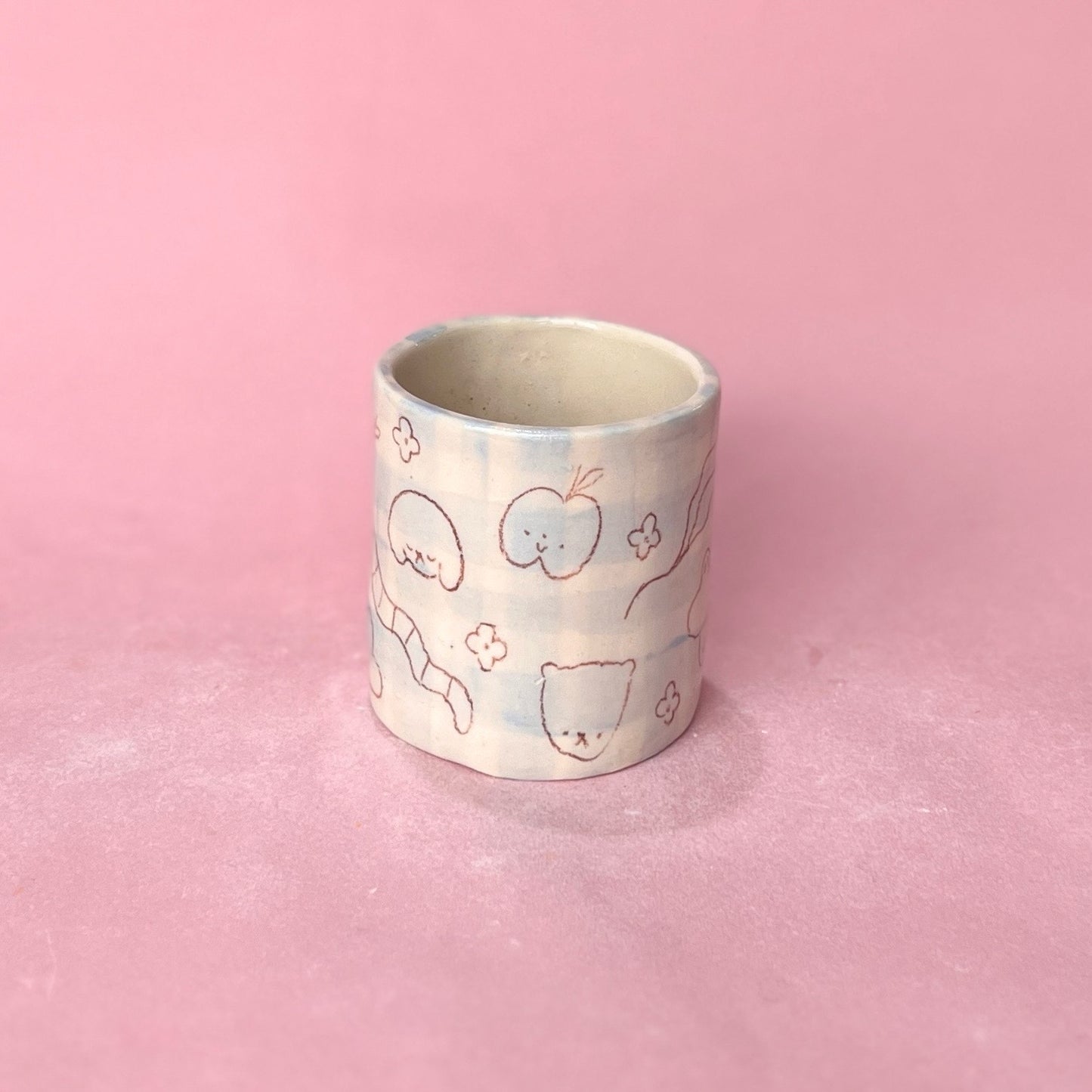Baby Blue Gingham Scribble Mug