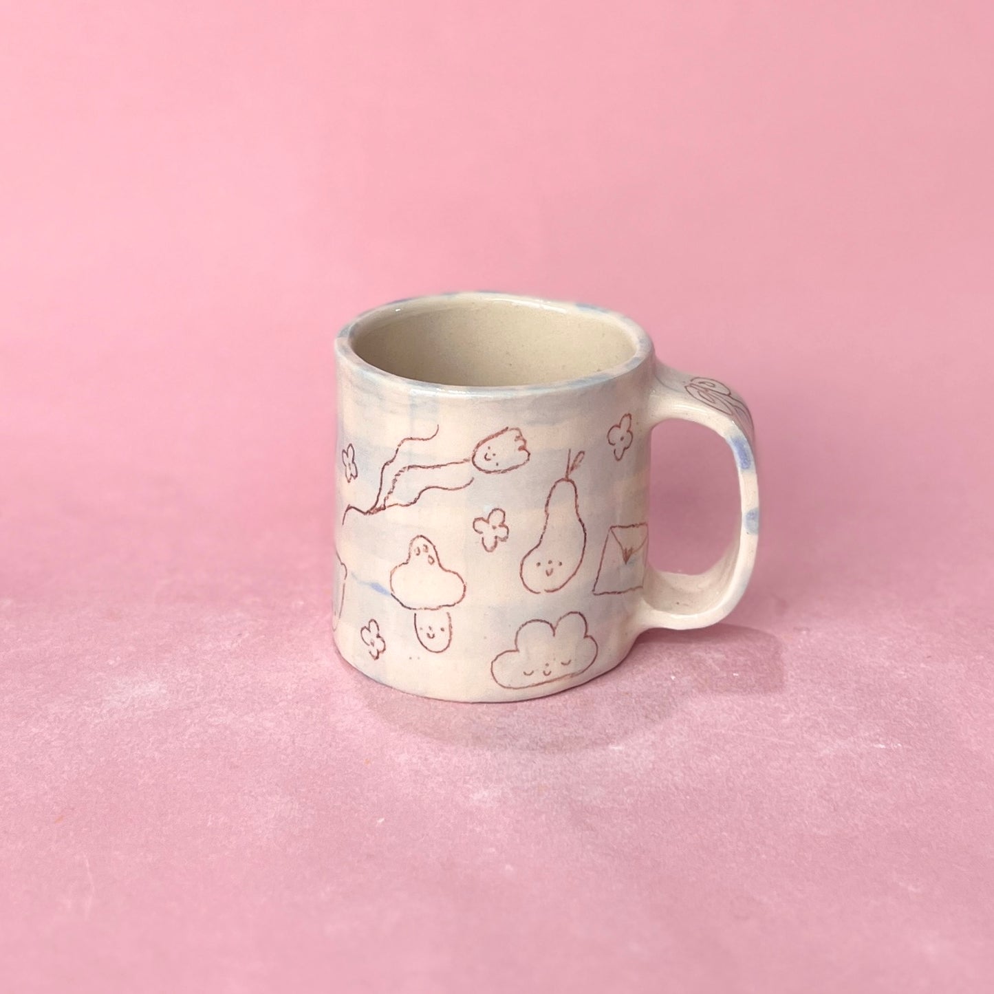 Baby Blue Gingham Scribble Mug