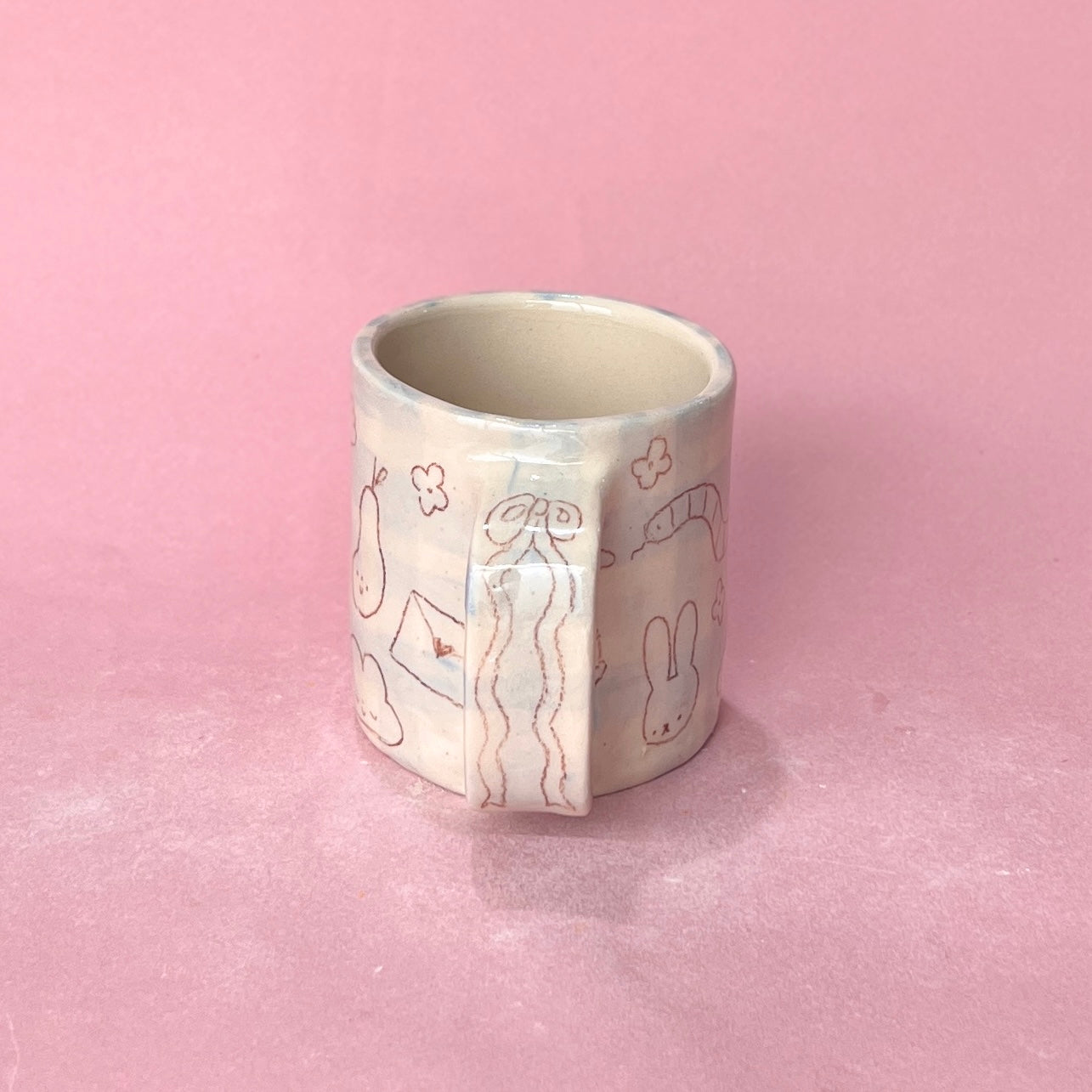 Baby Blue Gingham Scribble Mug