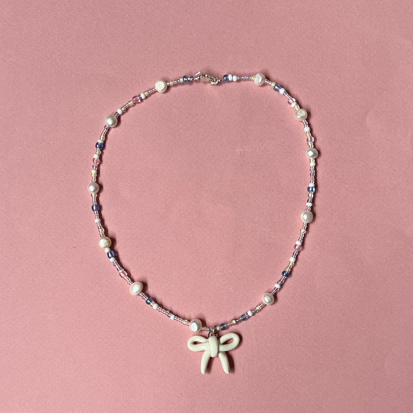 White Ribbon Necklace