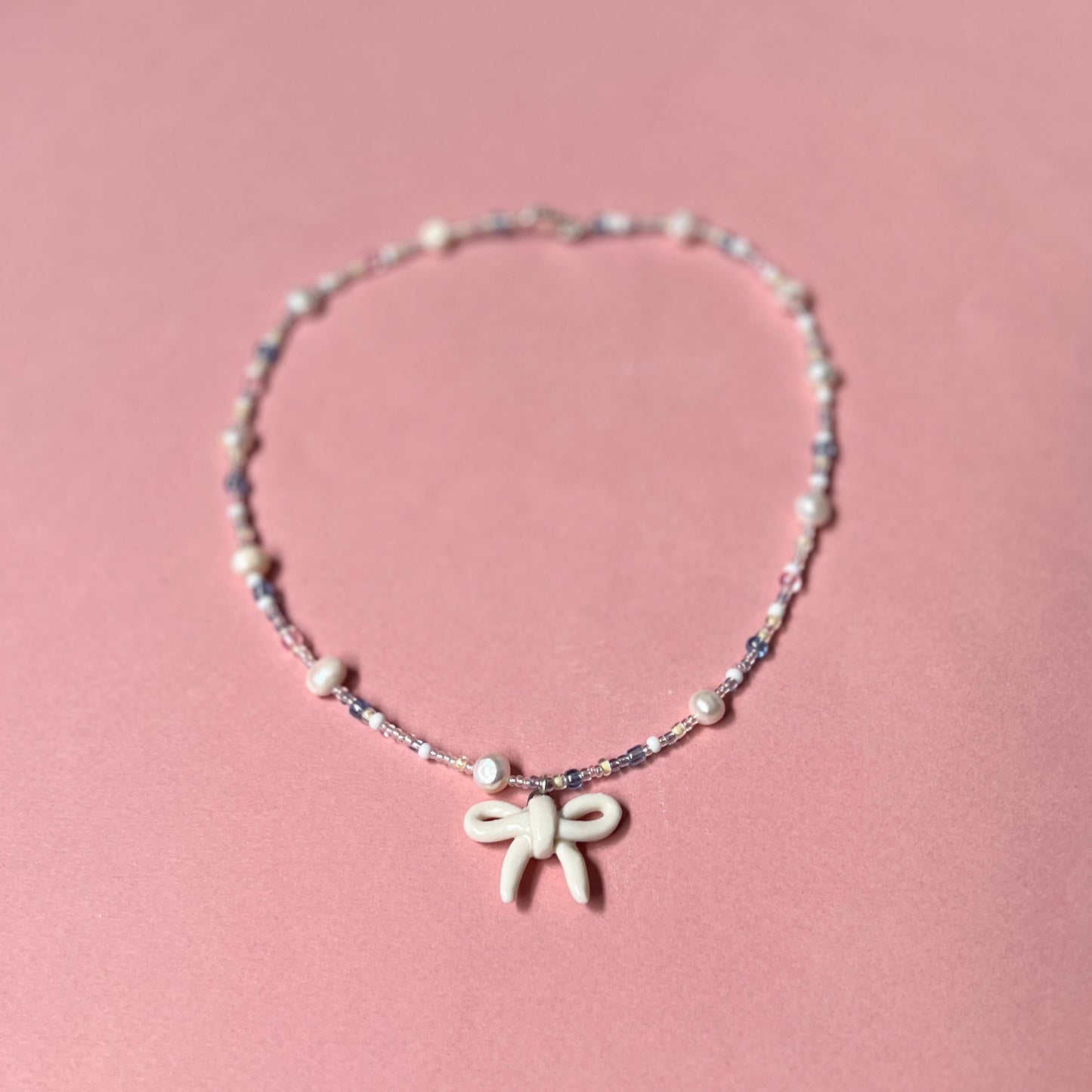 White Ribbon Necklace