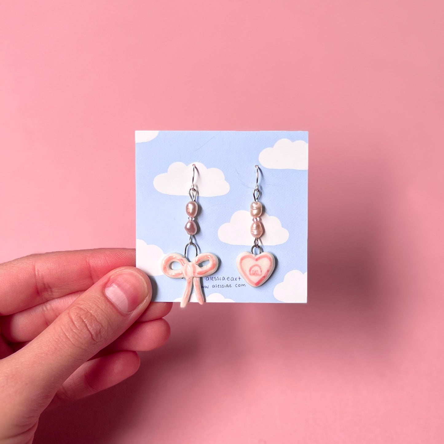Dainty Ribbon and Puppy Earrings!!!