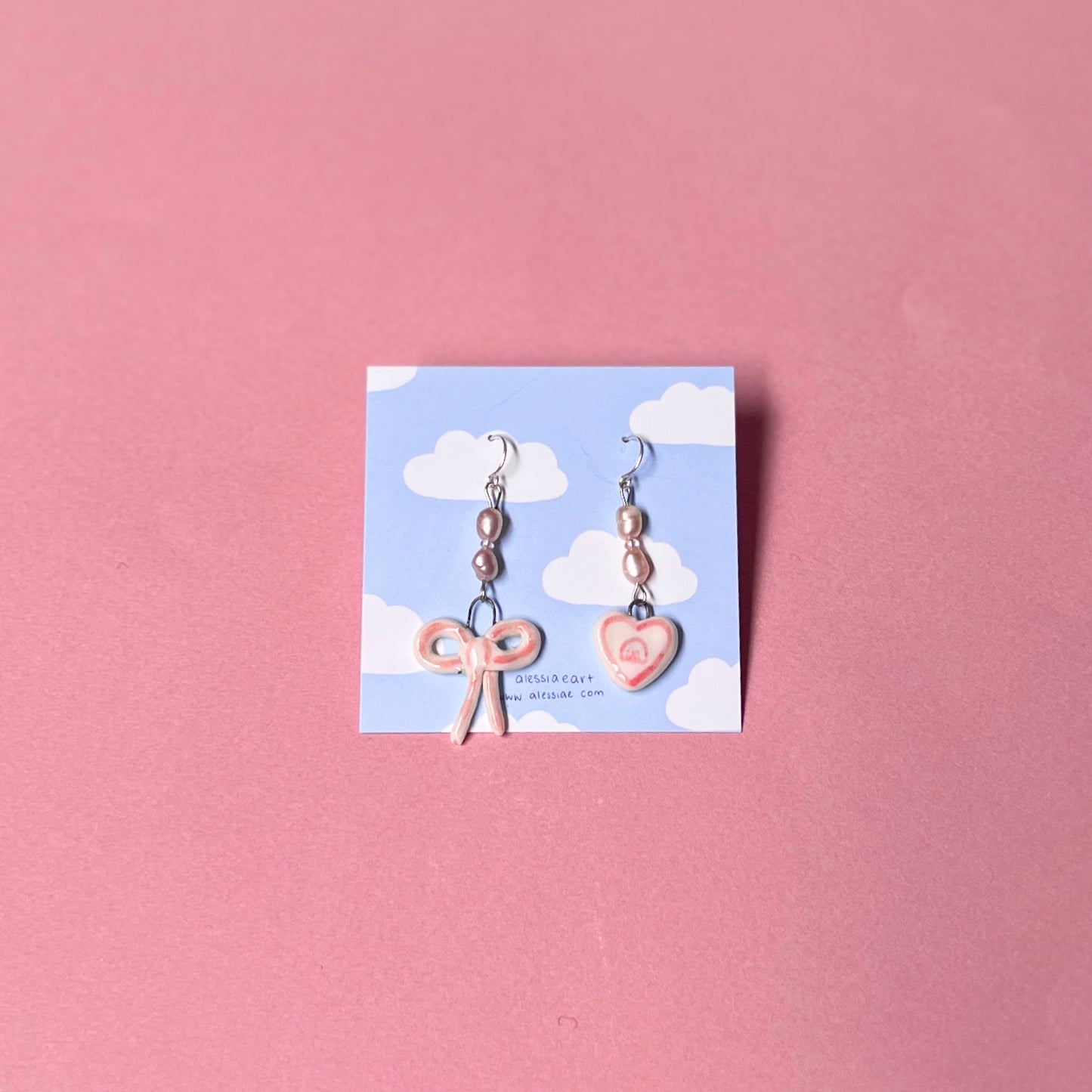 Dainty Ribbon and Puppy Earrings!!!