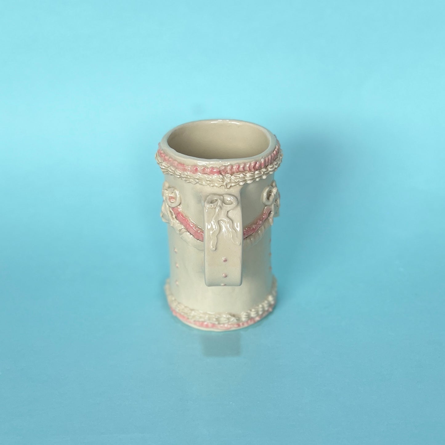 Tall Pink and White Royal Icing Mug