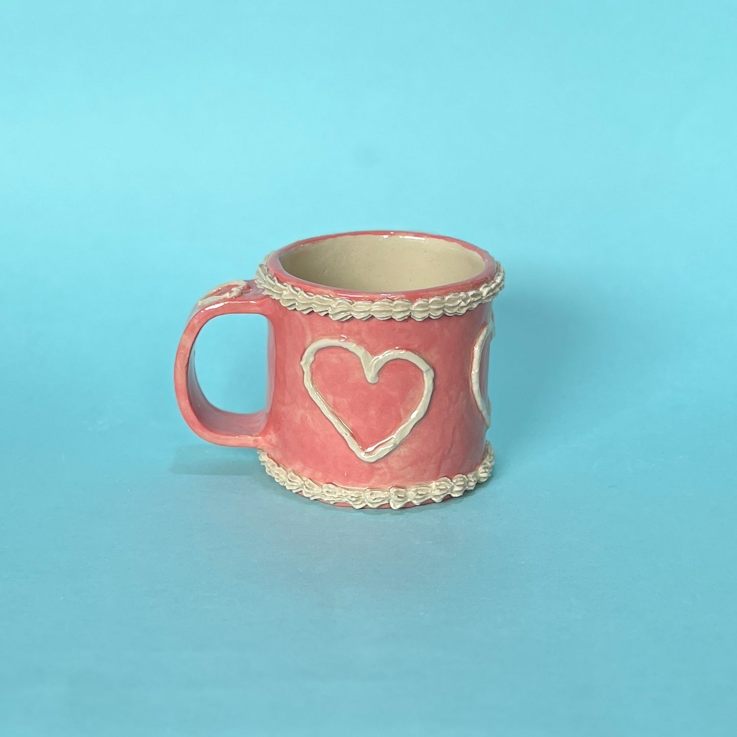 Pink Heart Royal Icing Mug