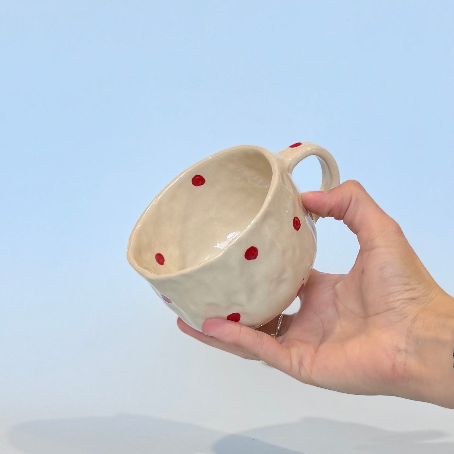 Red Spotty Short Mug