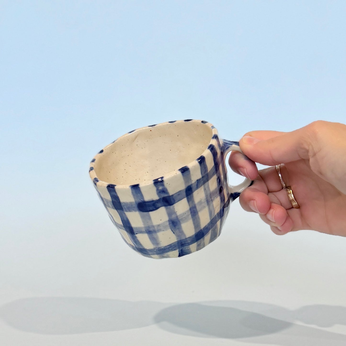 Navy Gingham Mug