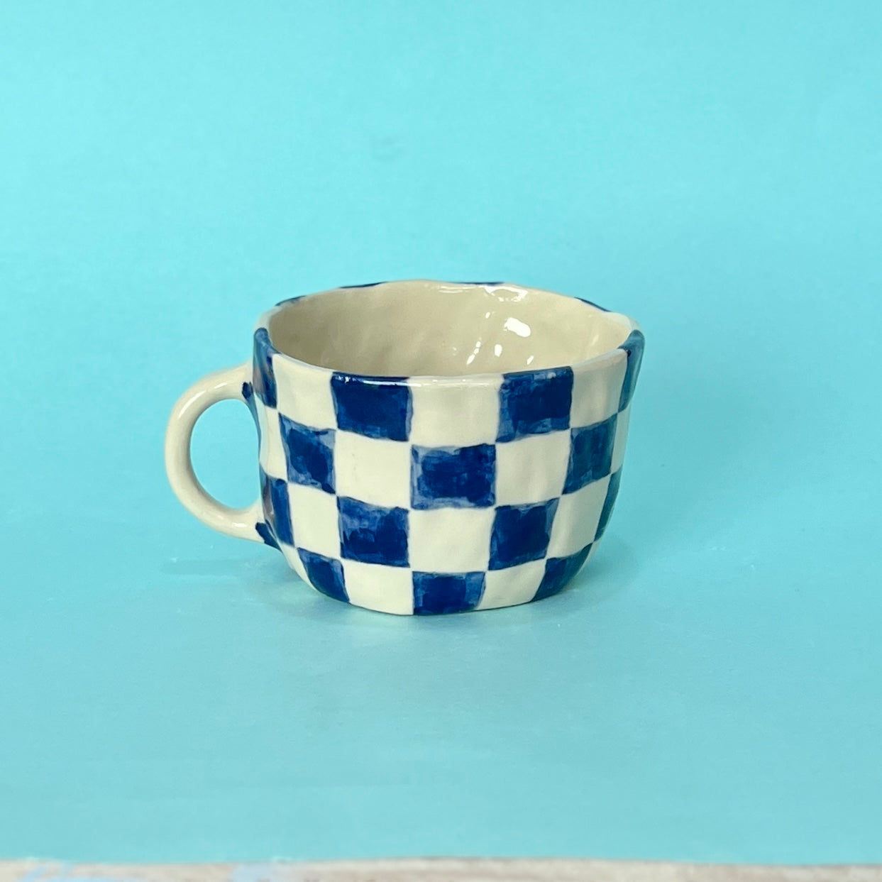 Navy Checkerboard Mug