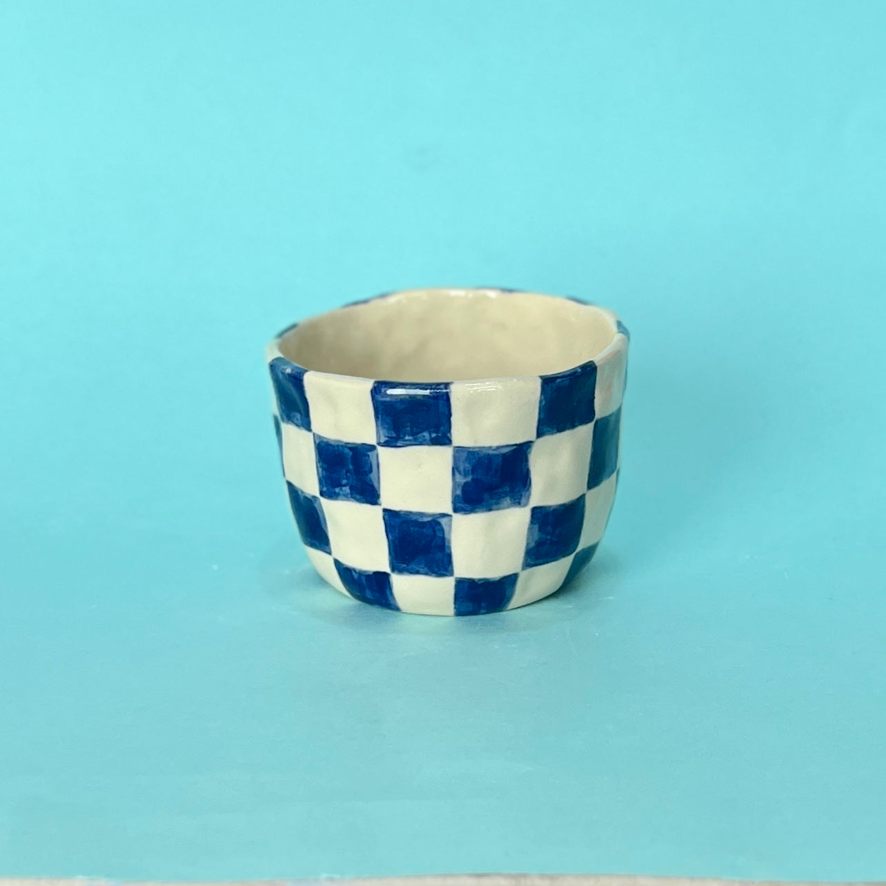 Navy Checkerboard Mug