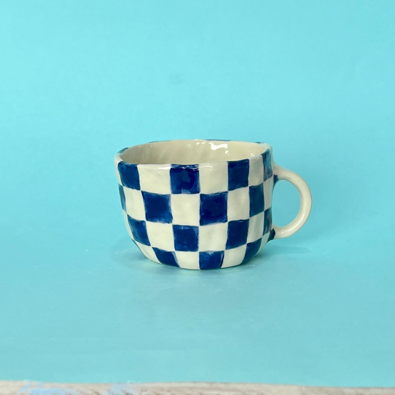 Navy Checkerboard Mug