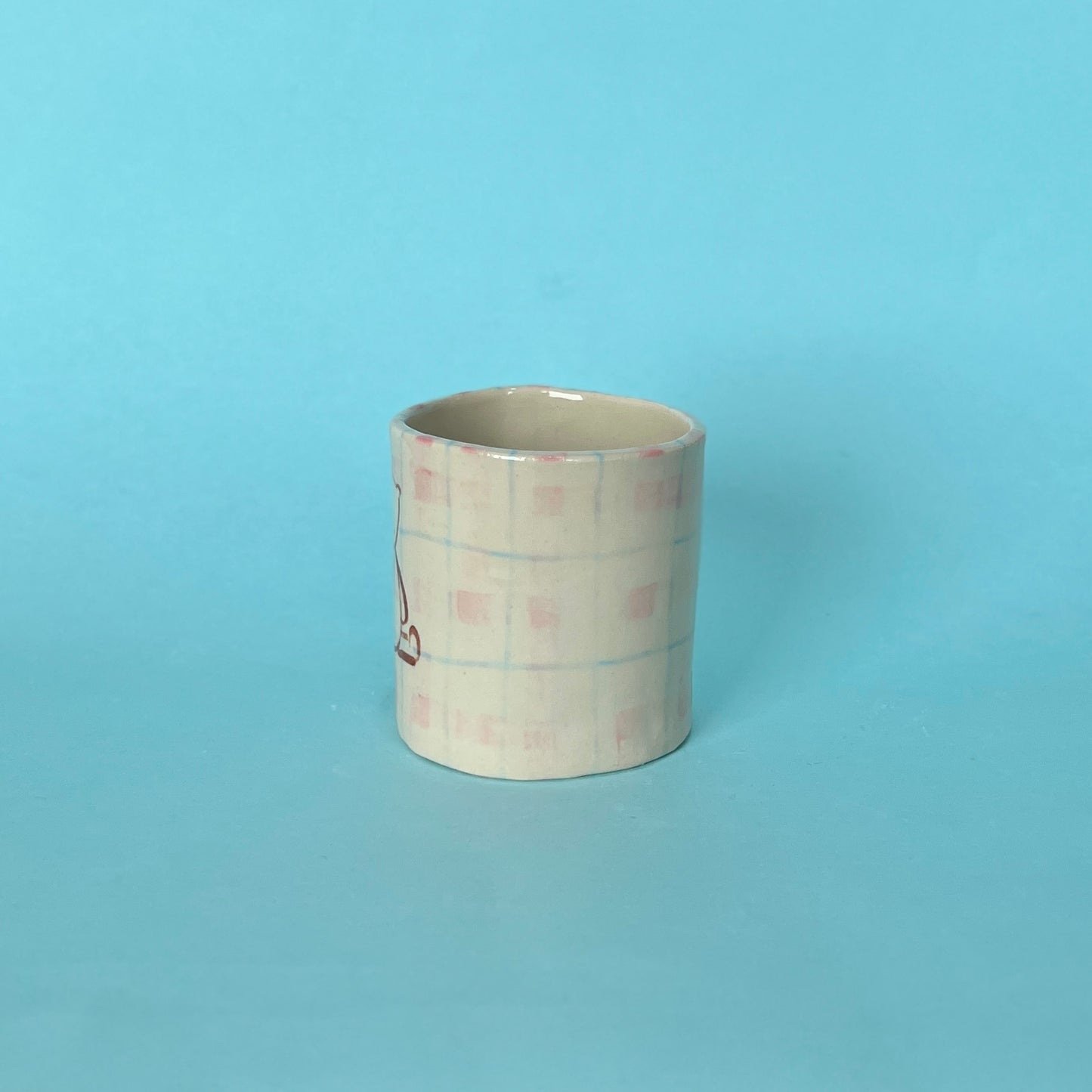 Teddy Pink and Blue Gingham Mug