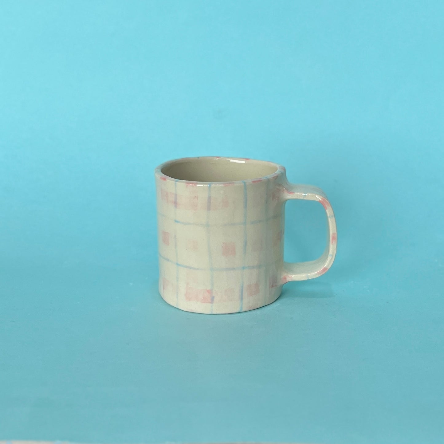Teddy Pink and Blue Gingham Mug