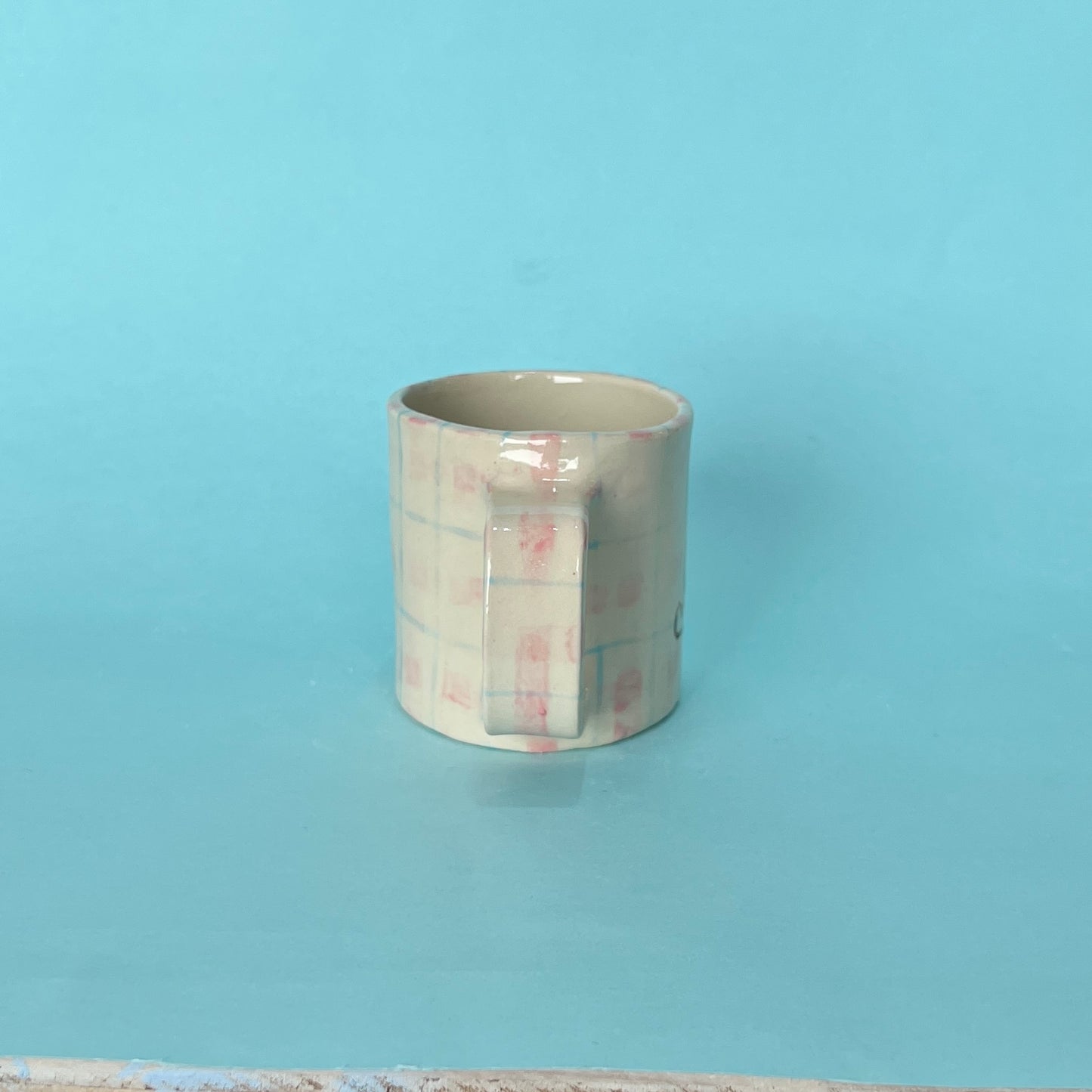 Teddy Pink and Blue Gingham Mug