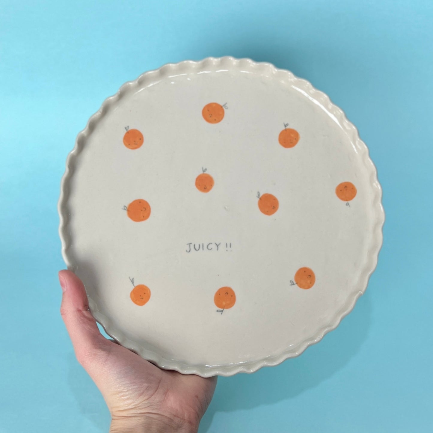 "Juicy" Orange Frilly Large Plate