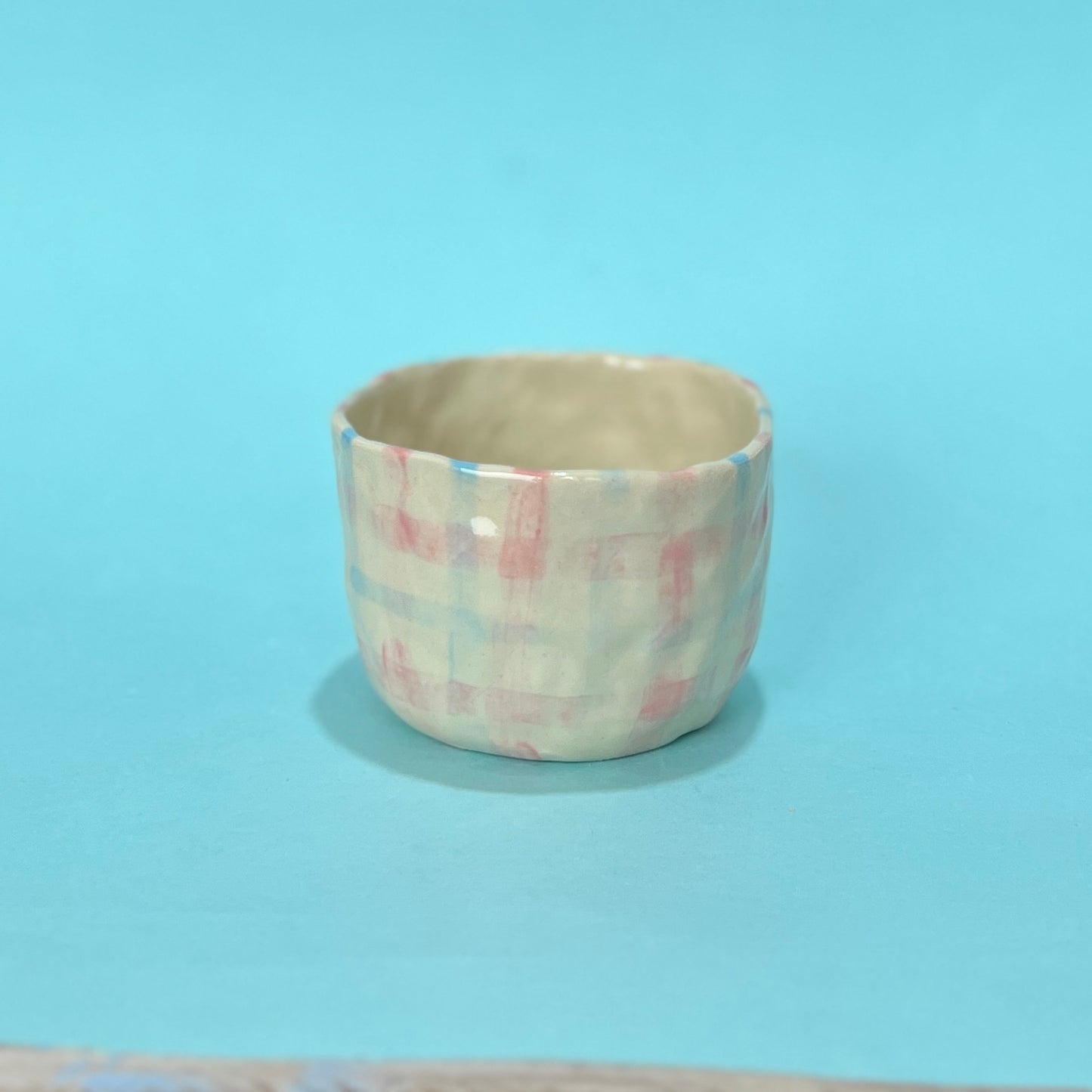 Pink and Blue Gingham Bunny Mug