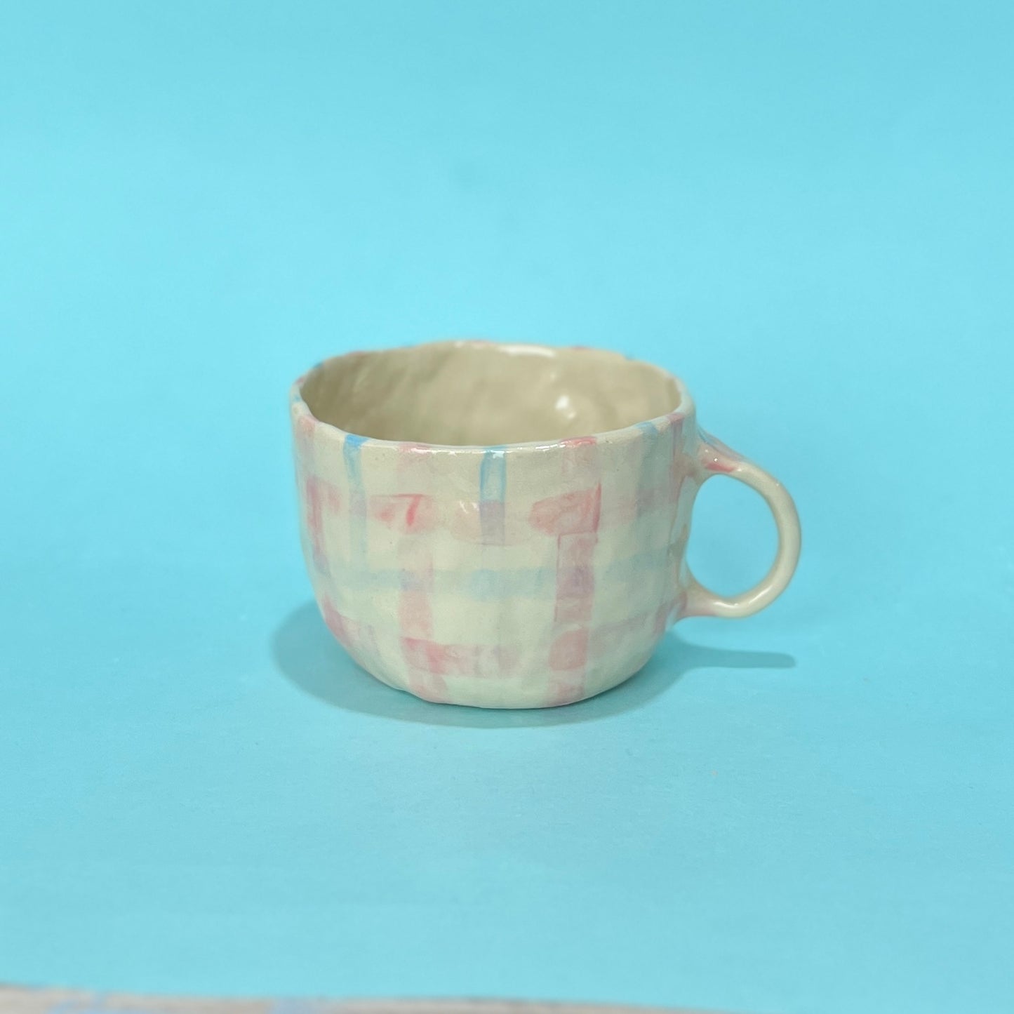 Pink and Blue Gingham Bunny Mug