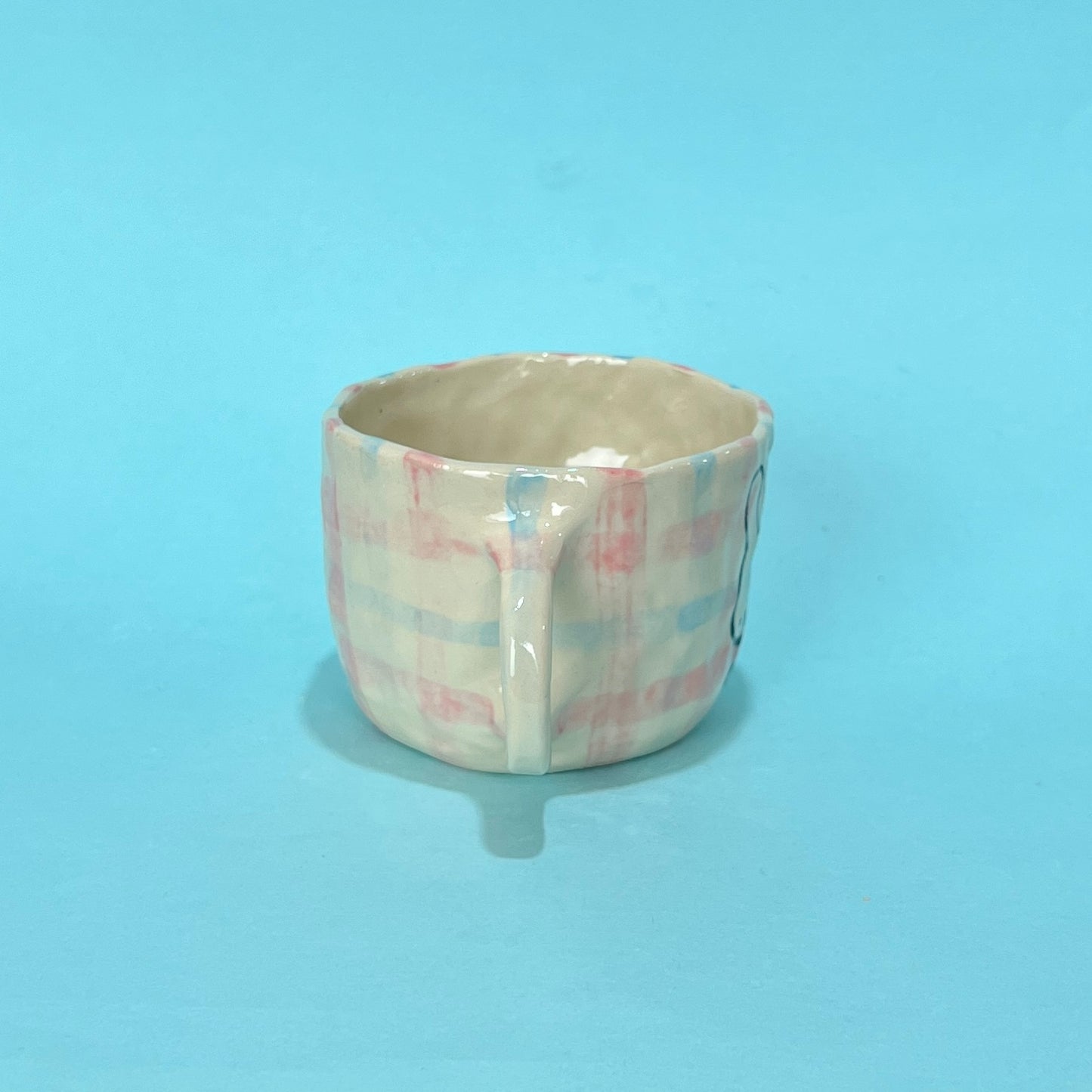 Pink and Blue Gingham Bunny Mug