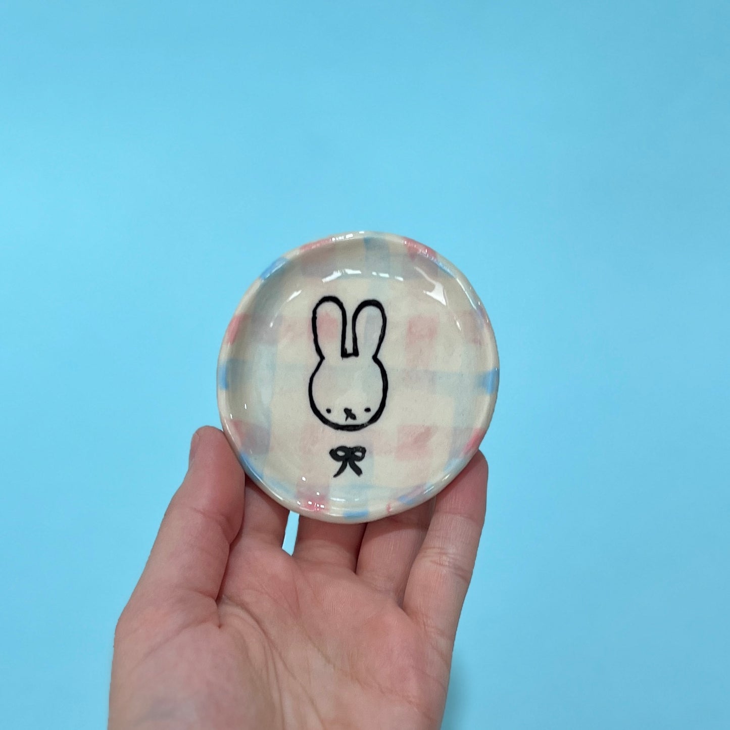 Gingham Bunny Trinket Dish
