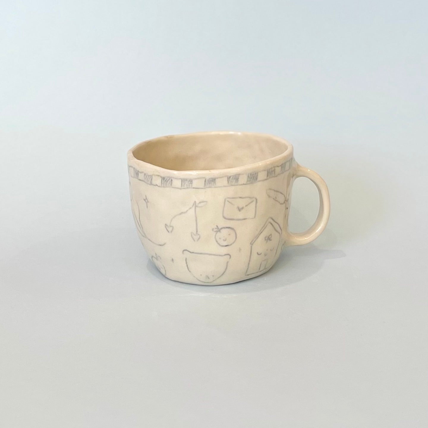 Pale Blue Checkerboard Scribble Mug