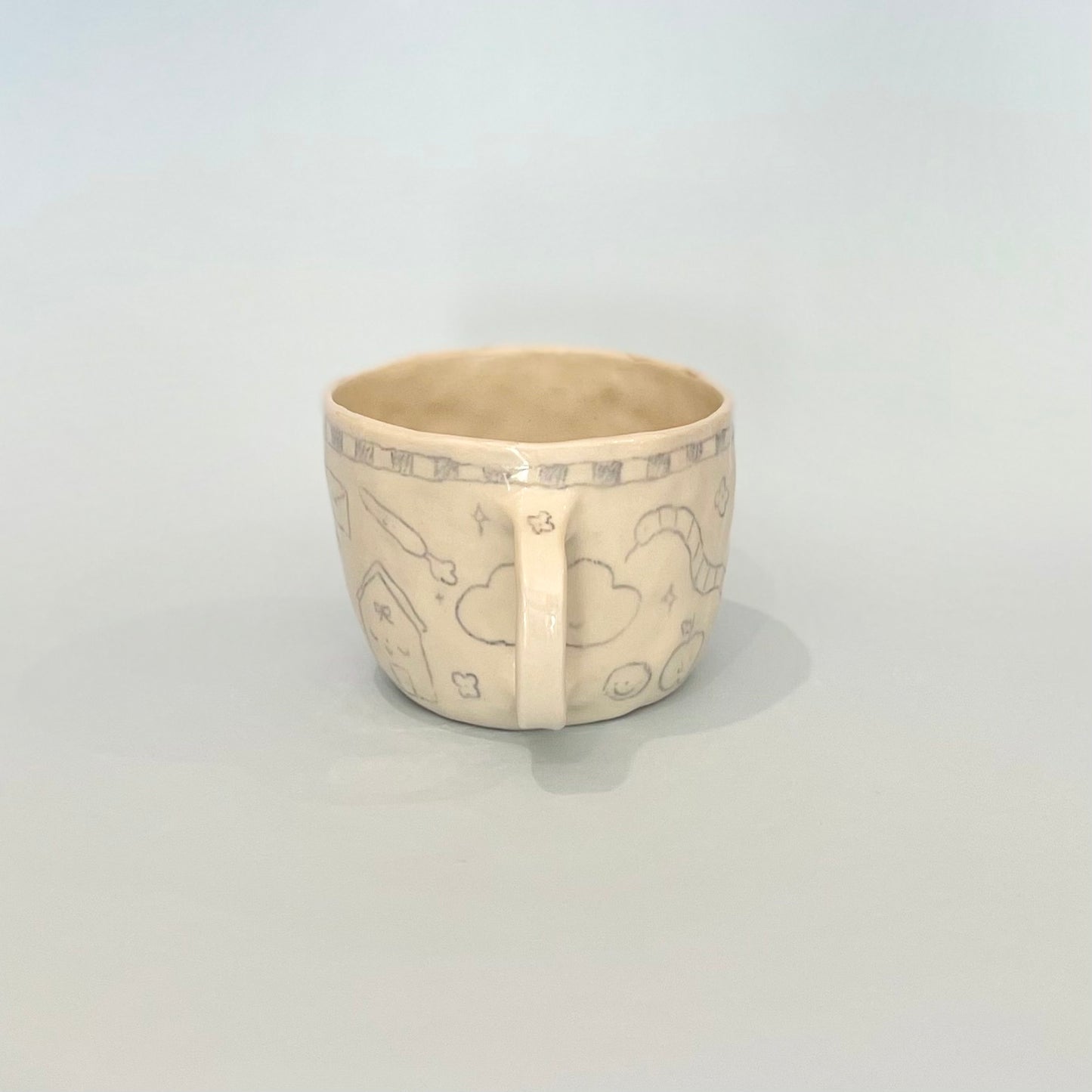 Pale Blue Checkerboard Scribble Mug