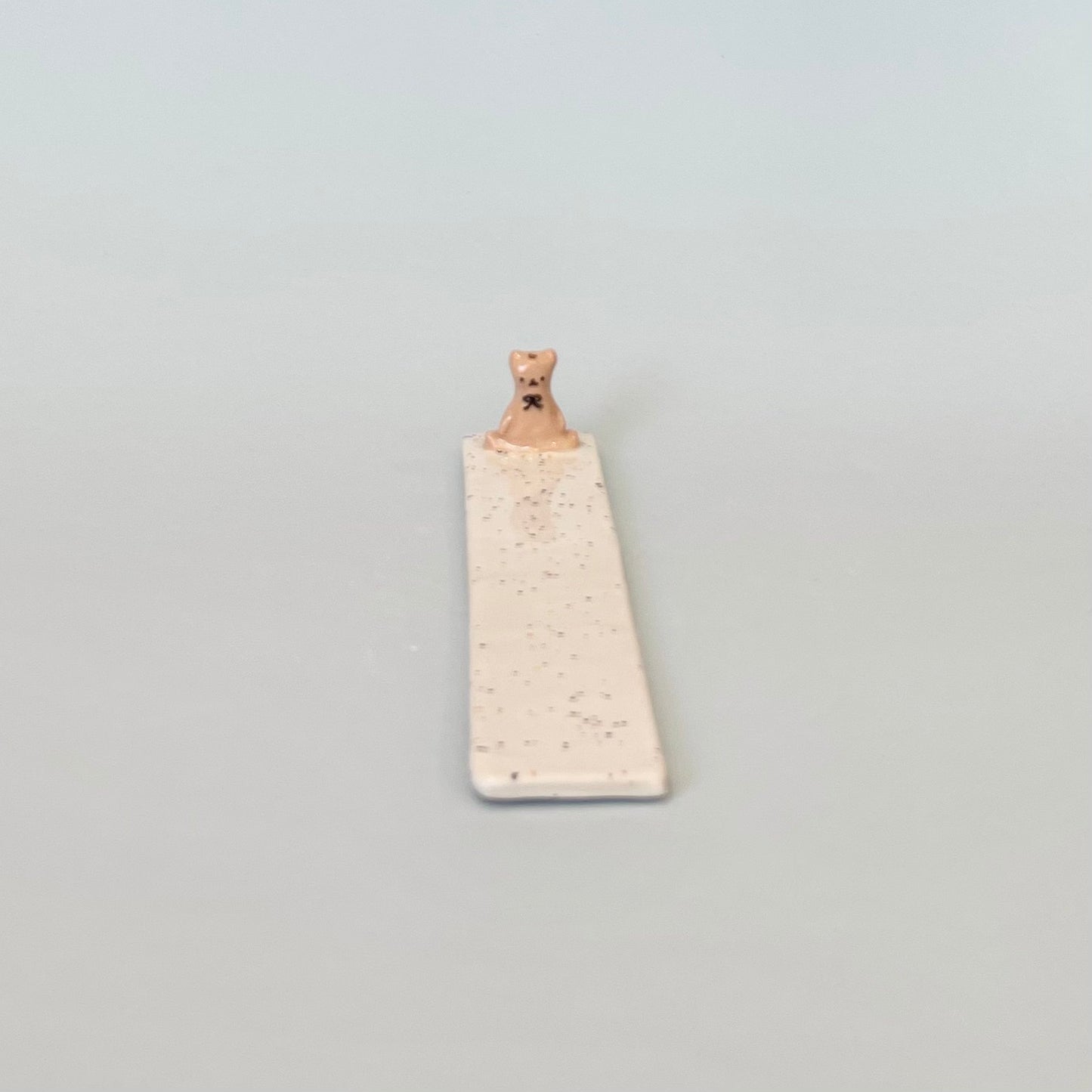 Bear Long Incense Holder White Speckle