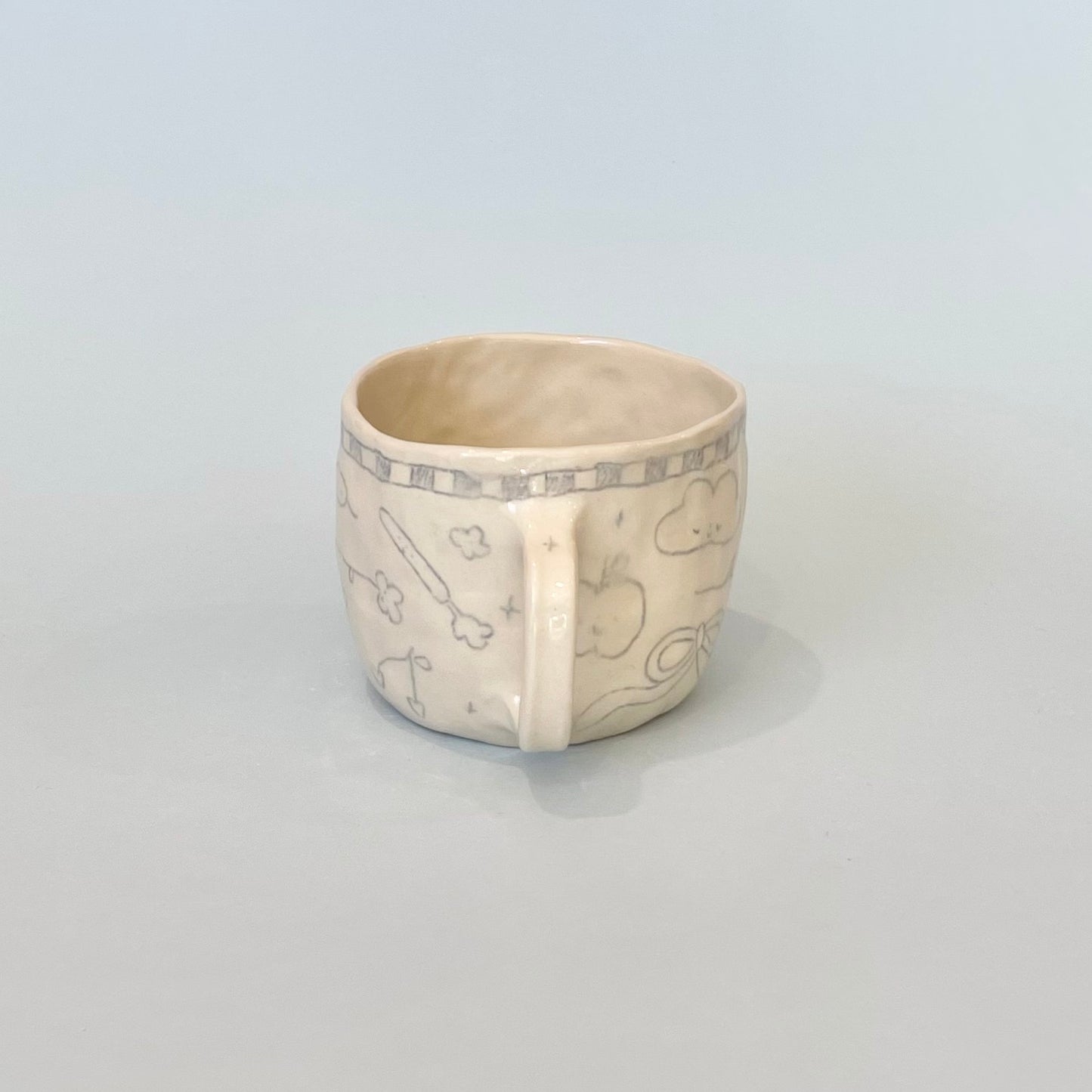 Pale Blue Checkerboard Scribble Mug 3