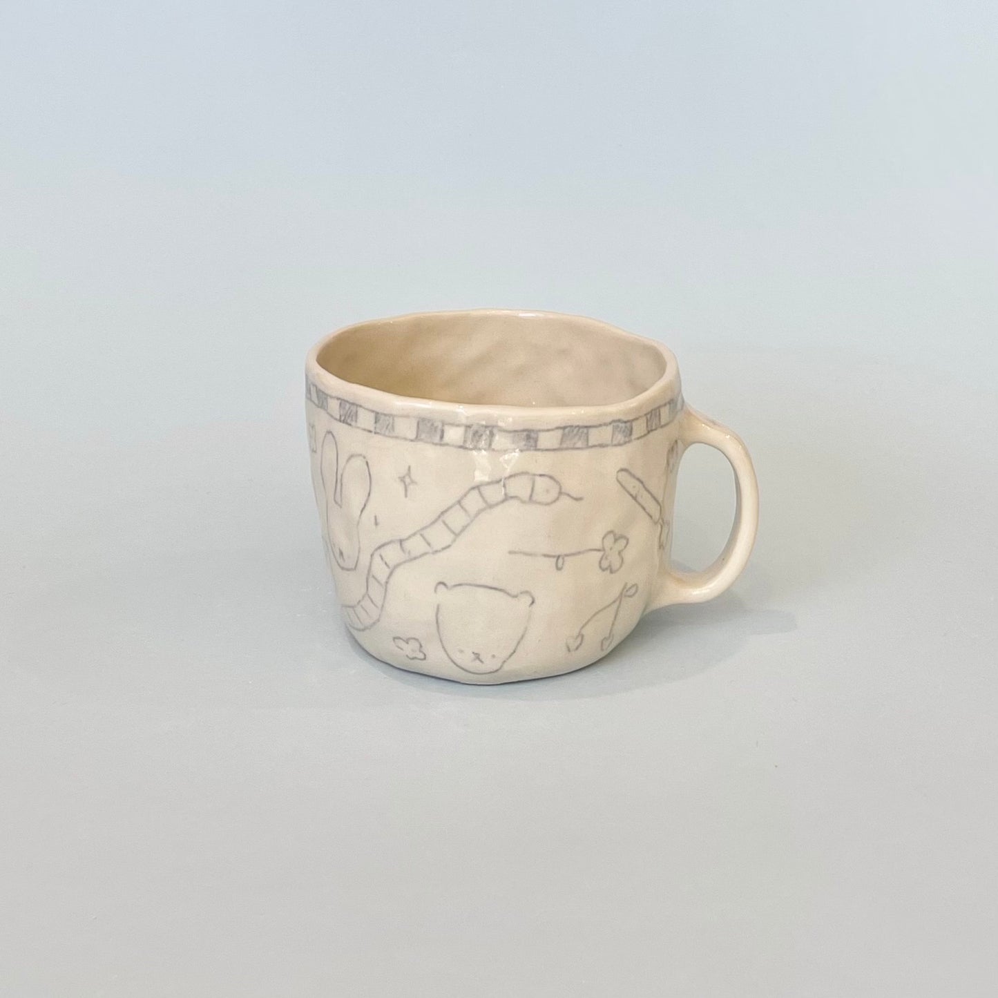 Pale Blue Checkerboard Scribble Mug 3