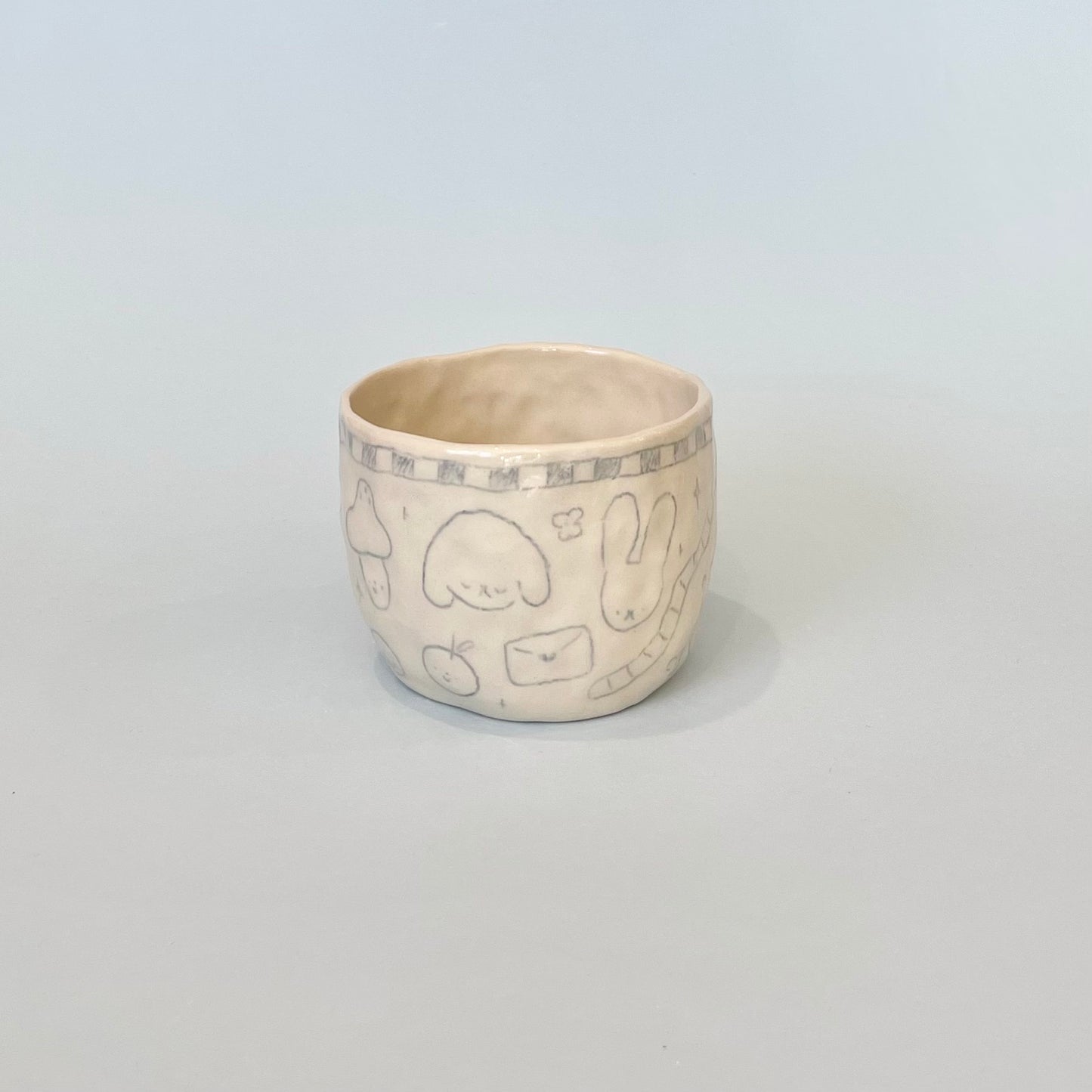 Pale Blue Checkerboard Scribble Mug 3
