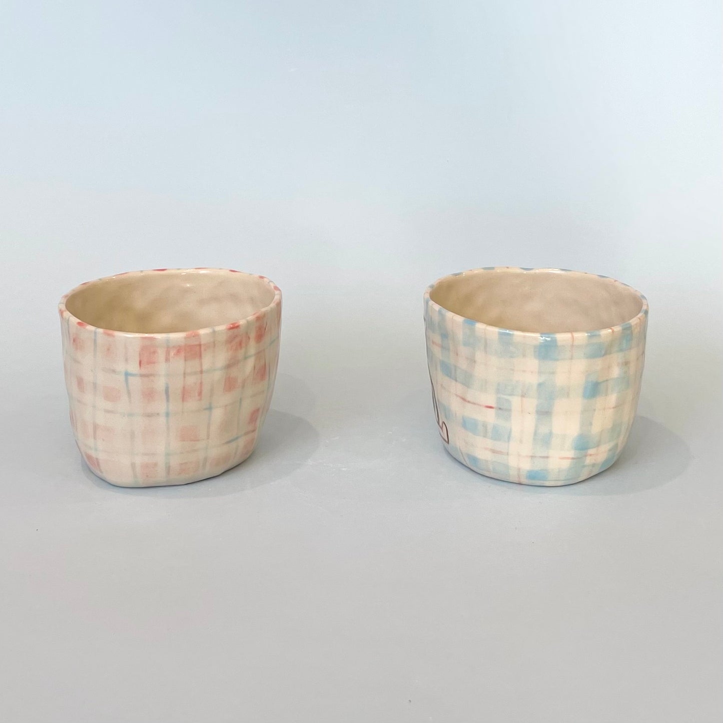 Gingham Bunny and Bear Mugs