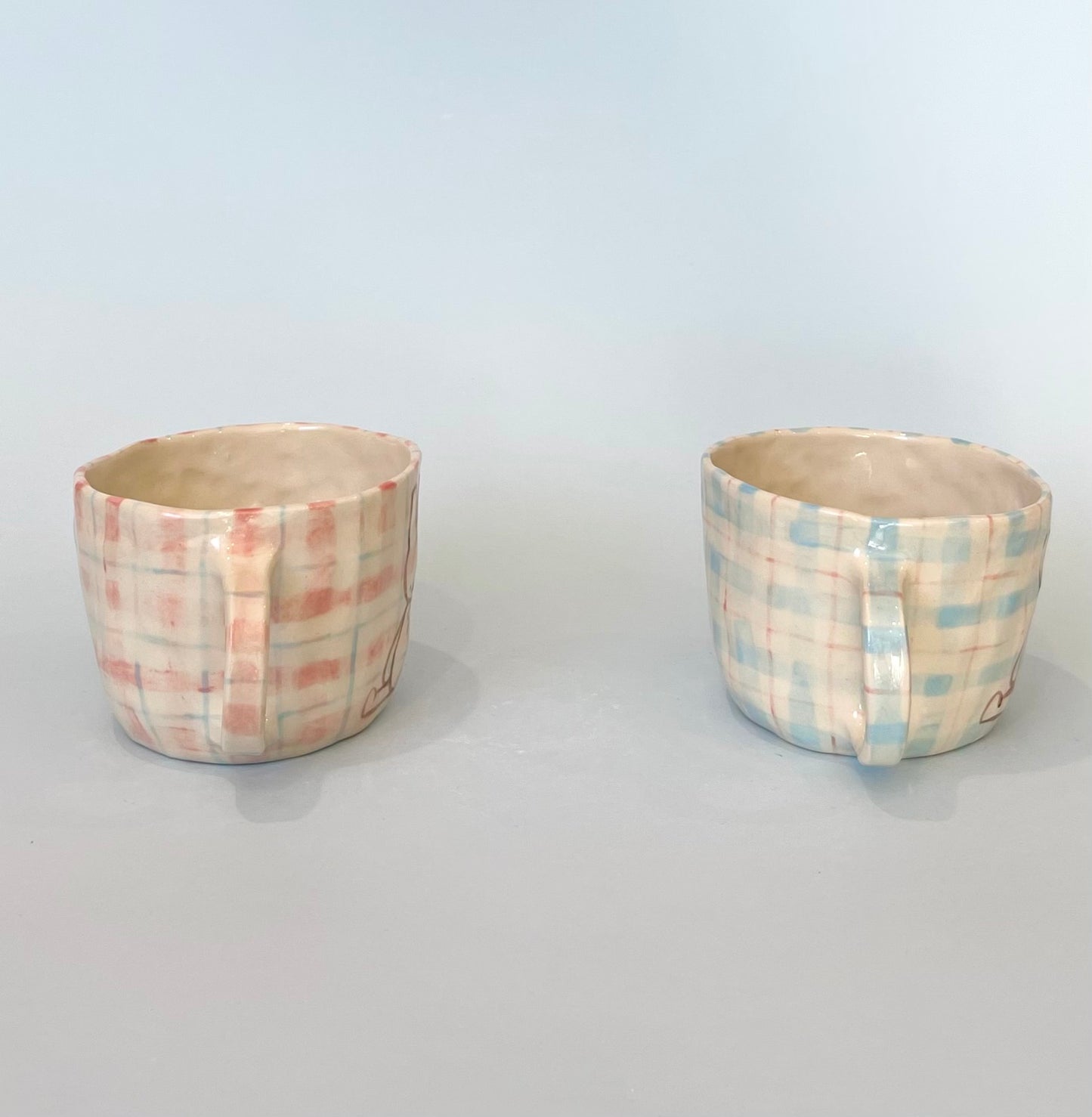 Gingham Bunny and Bear Mugs